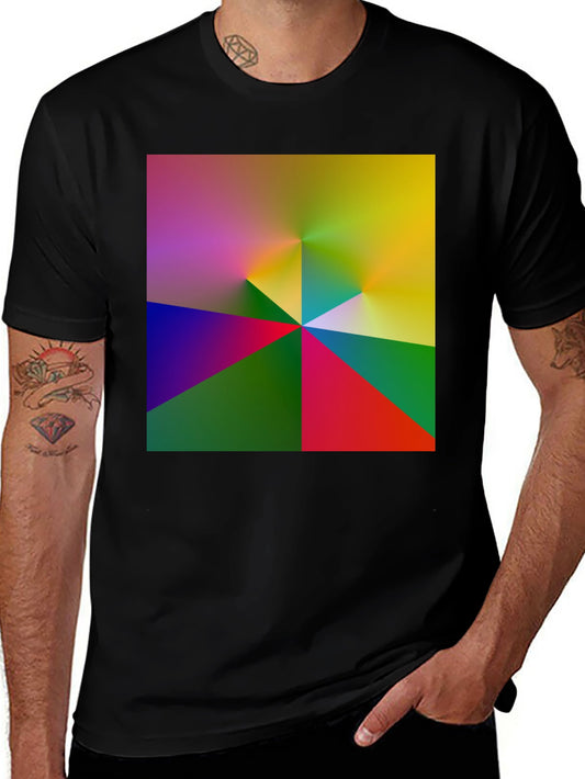Abstract Geometric Print Black T-Shirt