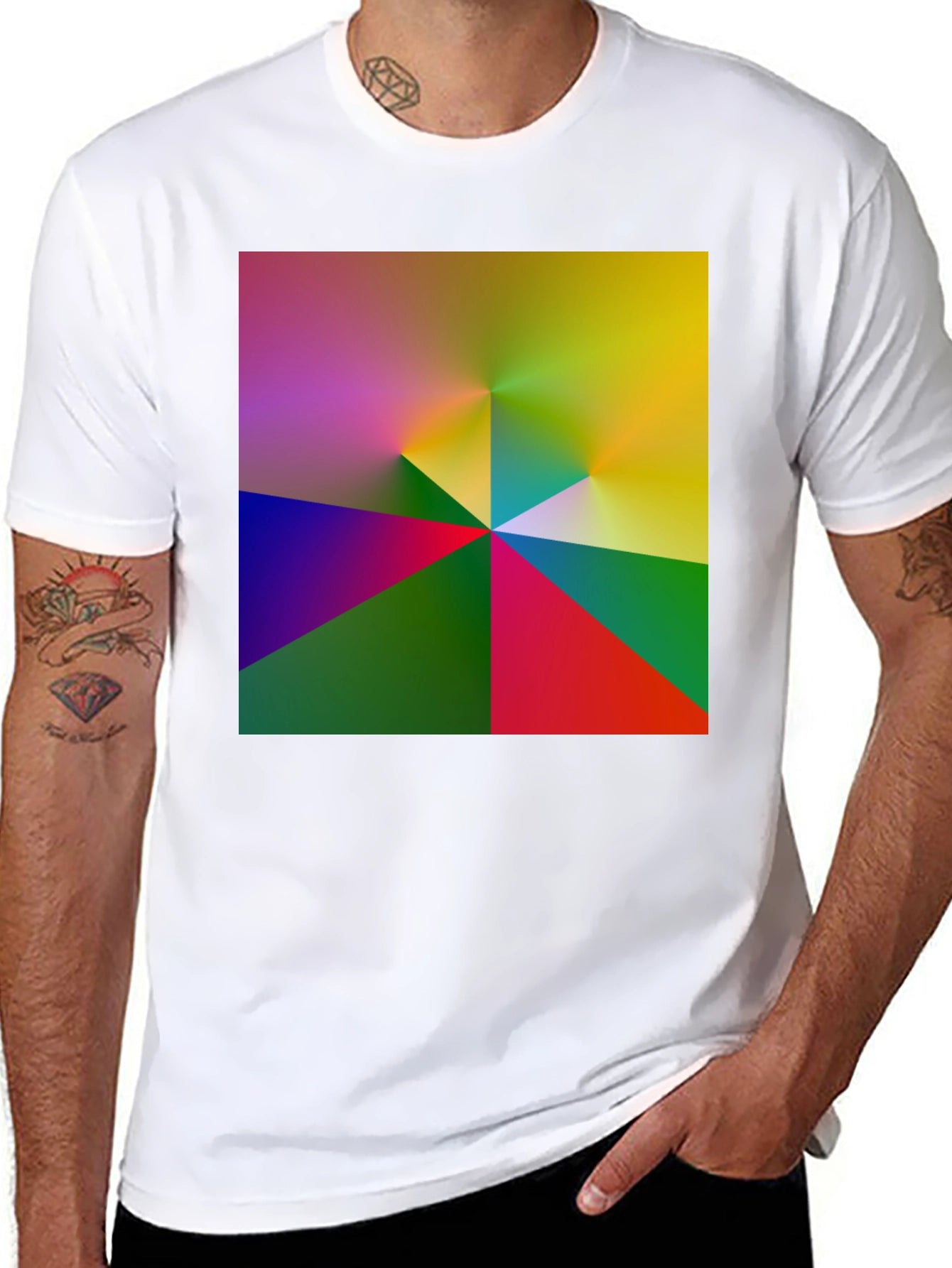 Abstract Geometric Print Black T-Shirt