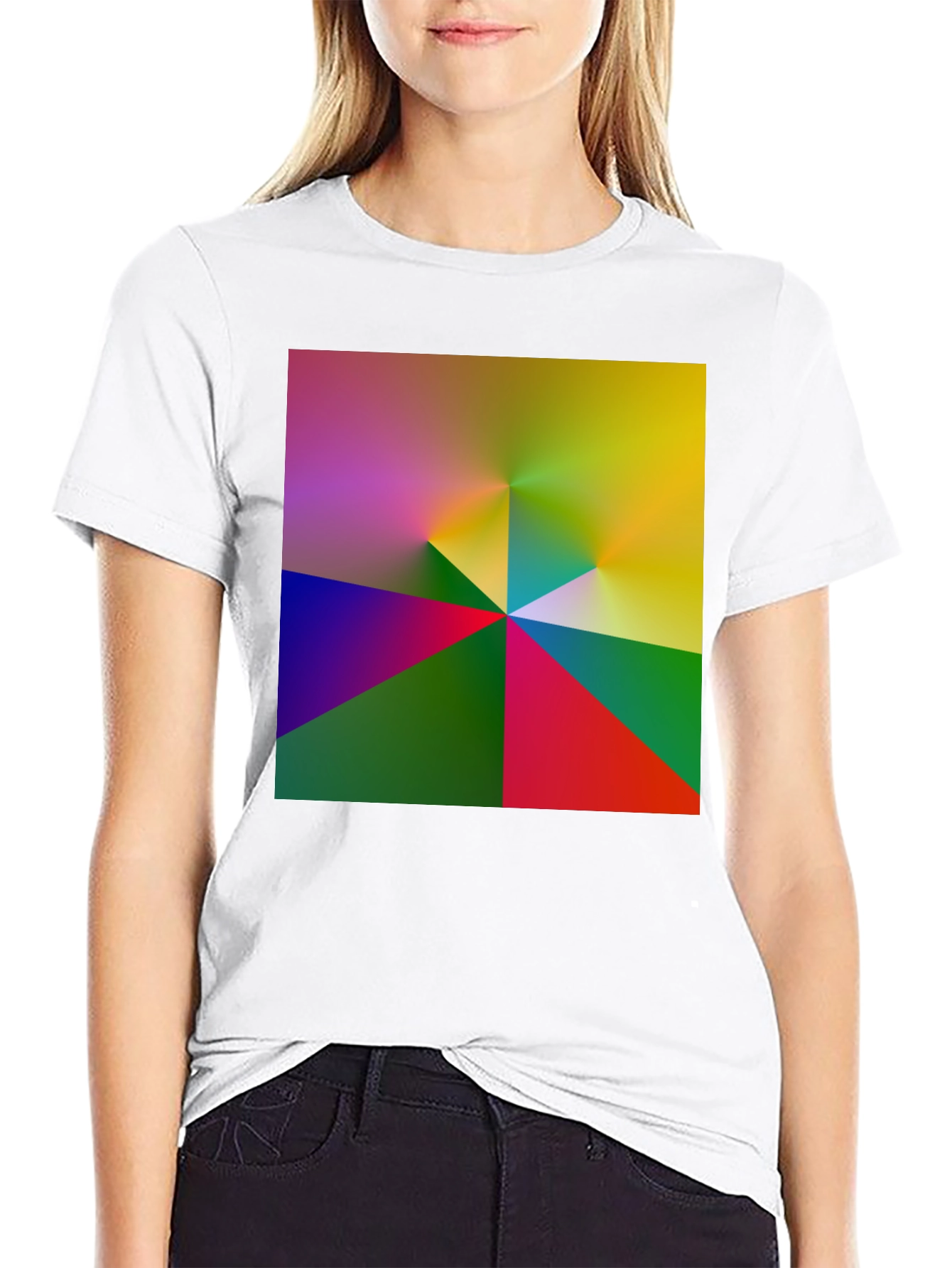 Abstract Geometric Print Black T-Shirt