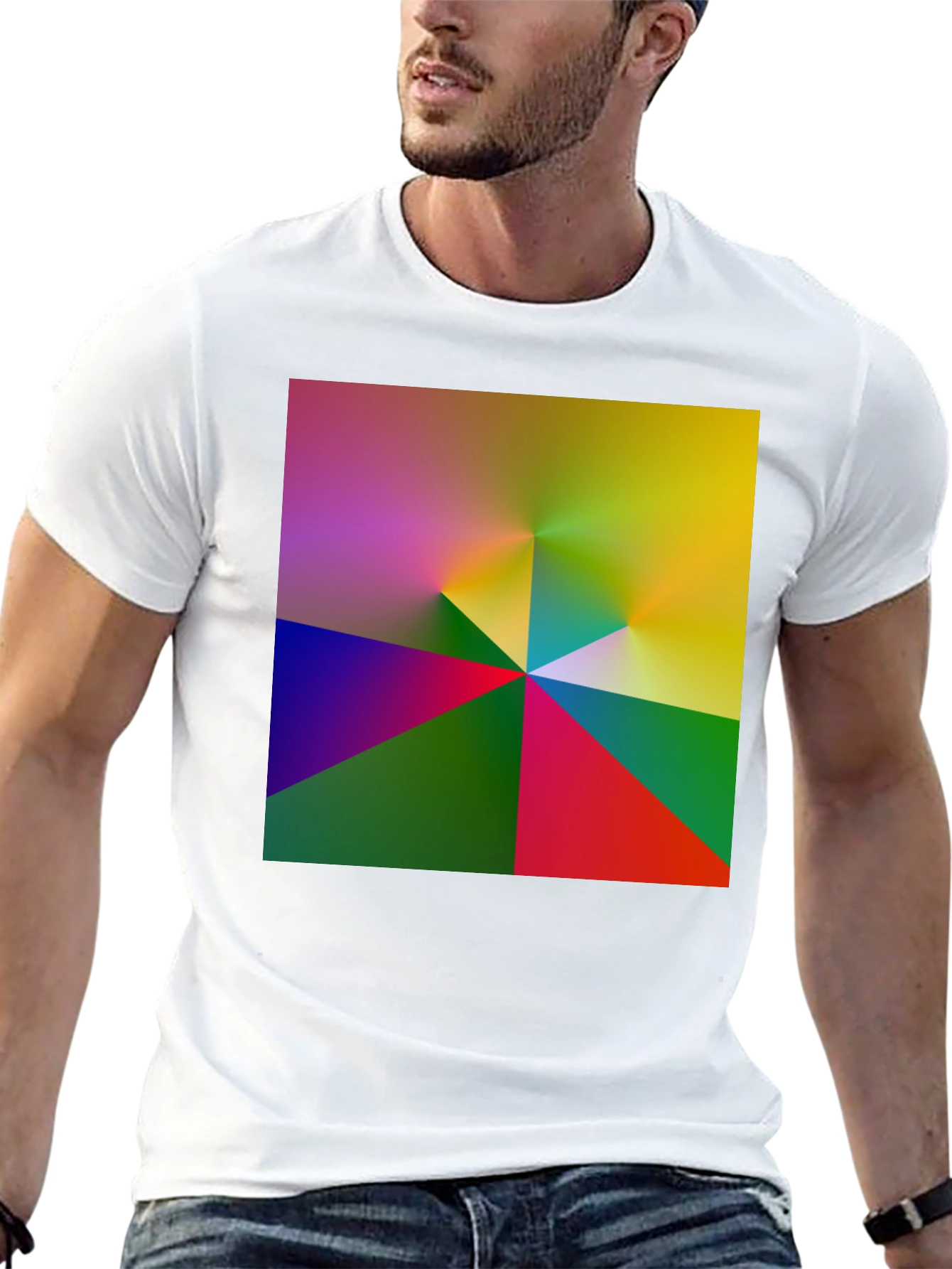 Abstract Geometric Print Black T-Shirt