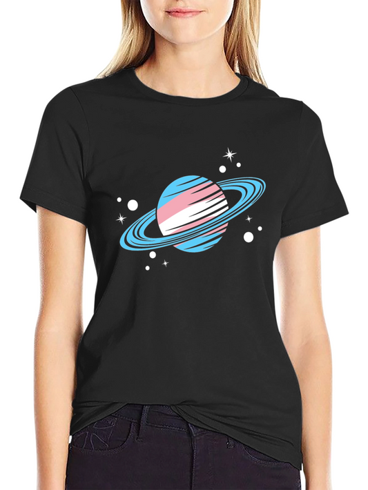 Trans Pride Planet T-Shirt - Black Cotton Tee