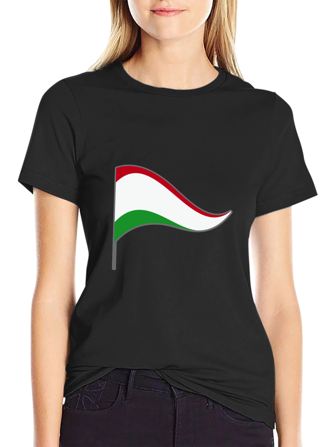 Hungary Flag Graphic T-Shirt - Black