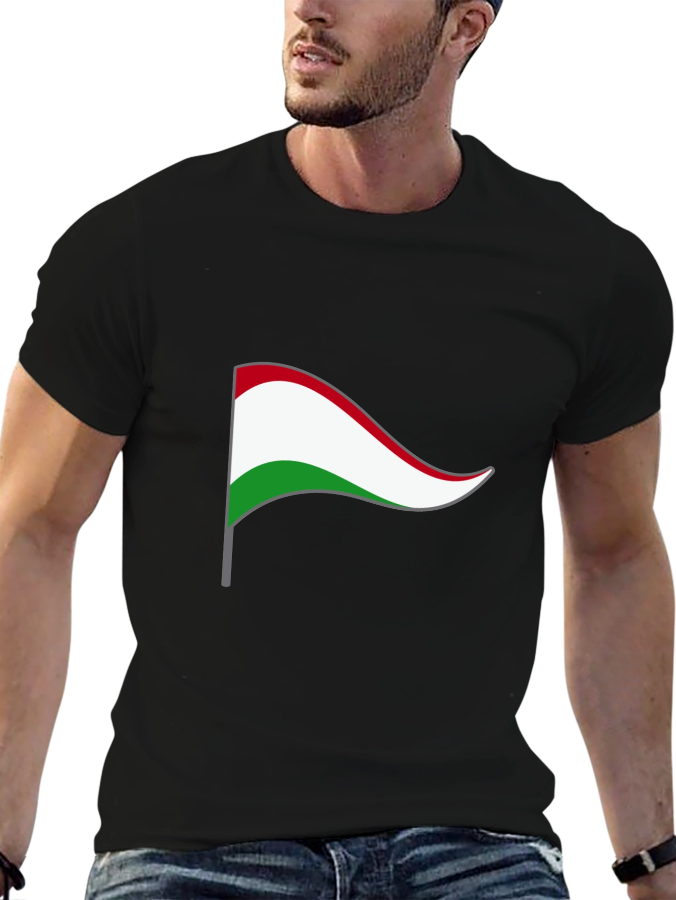 Hungary Flag Graphic T-Shirt - Black