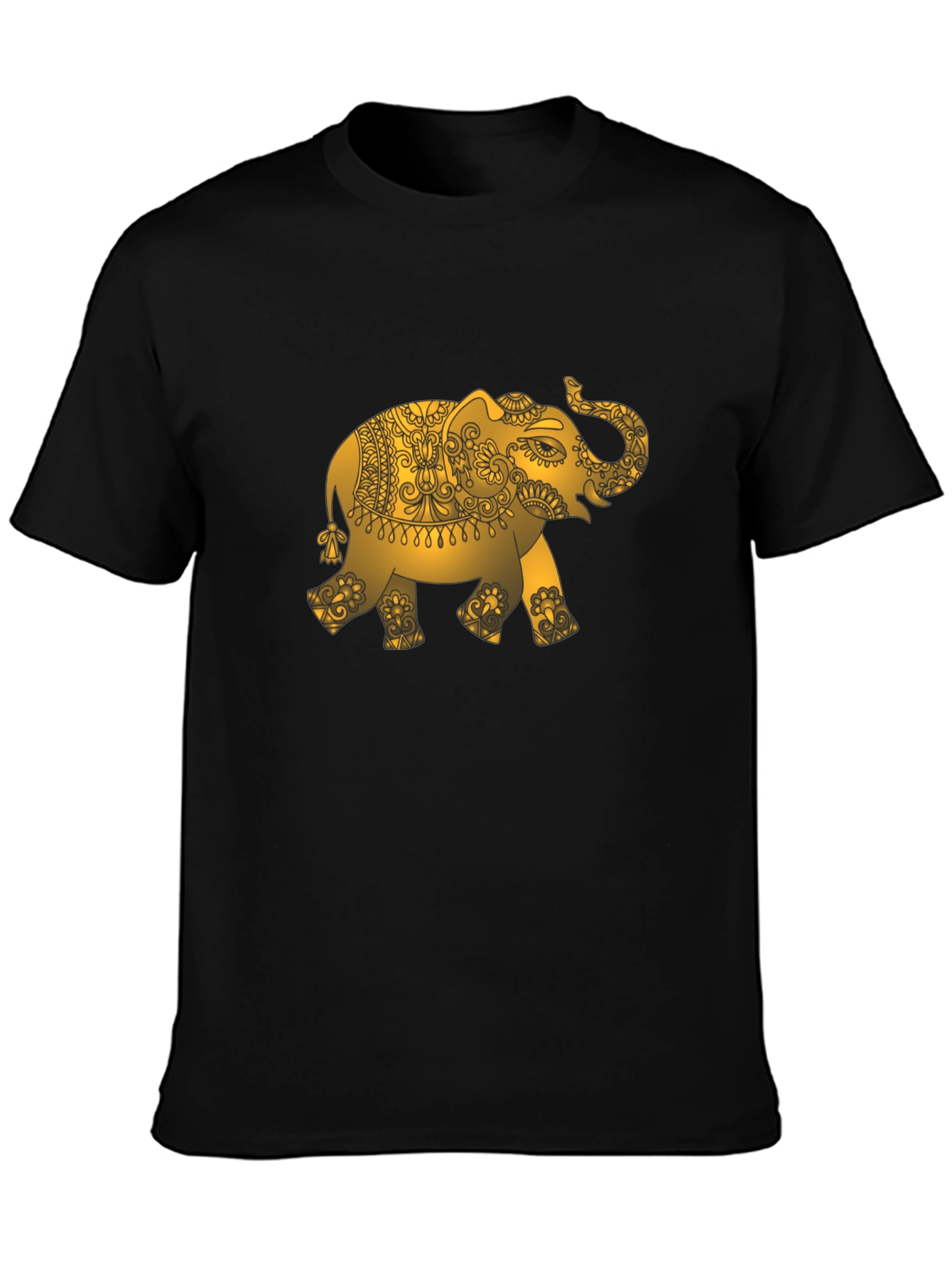 Golden Elephant Graphic Black T-Shirt