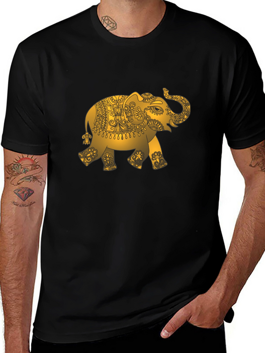 Golden Elephant Graphic Black T-Shirt