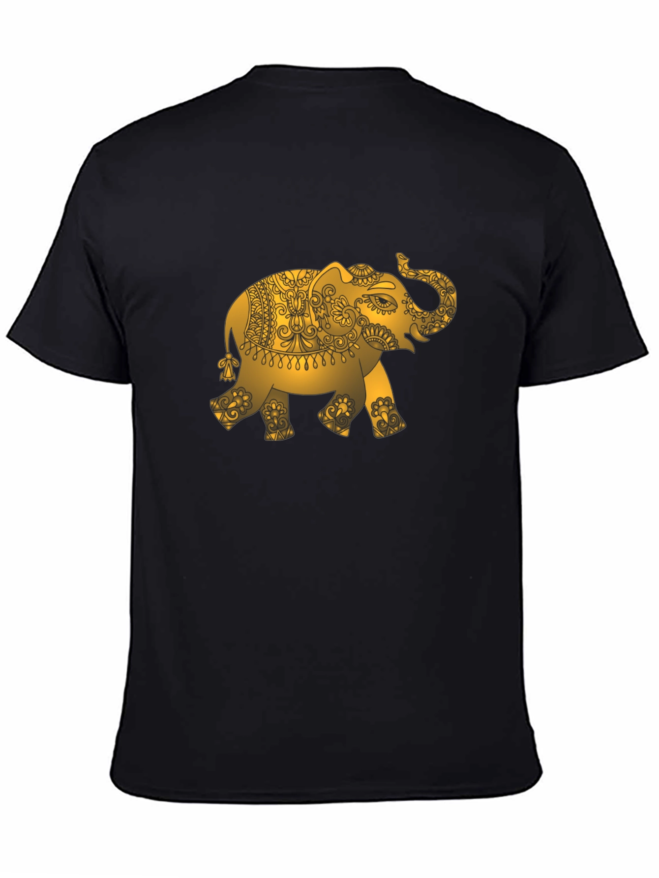 Golden Elephant Graphic Black T-Shirt