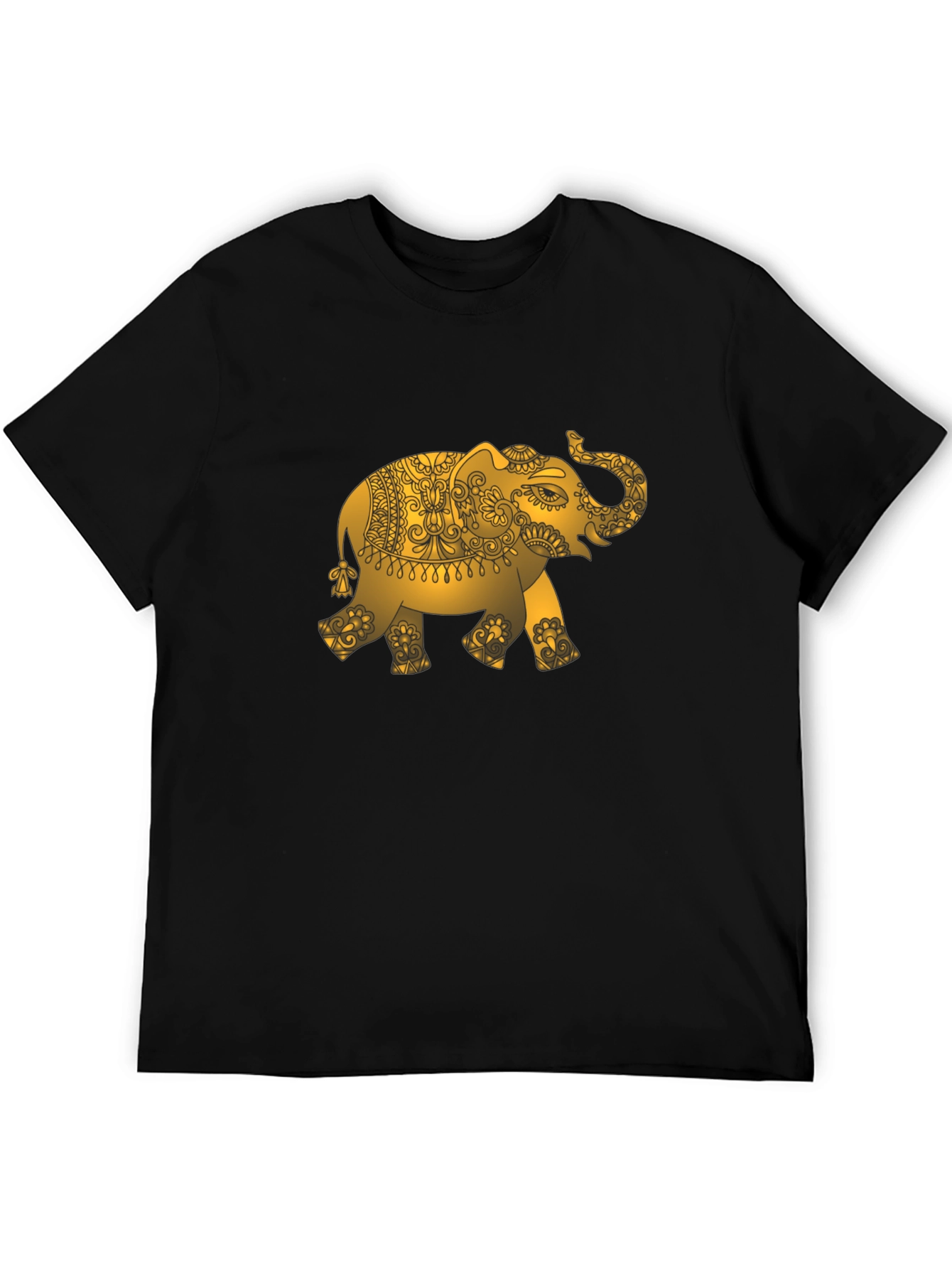 Golden Elephant Graphic Black T-Shirt
