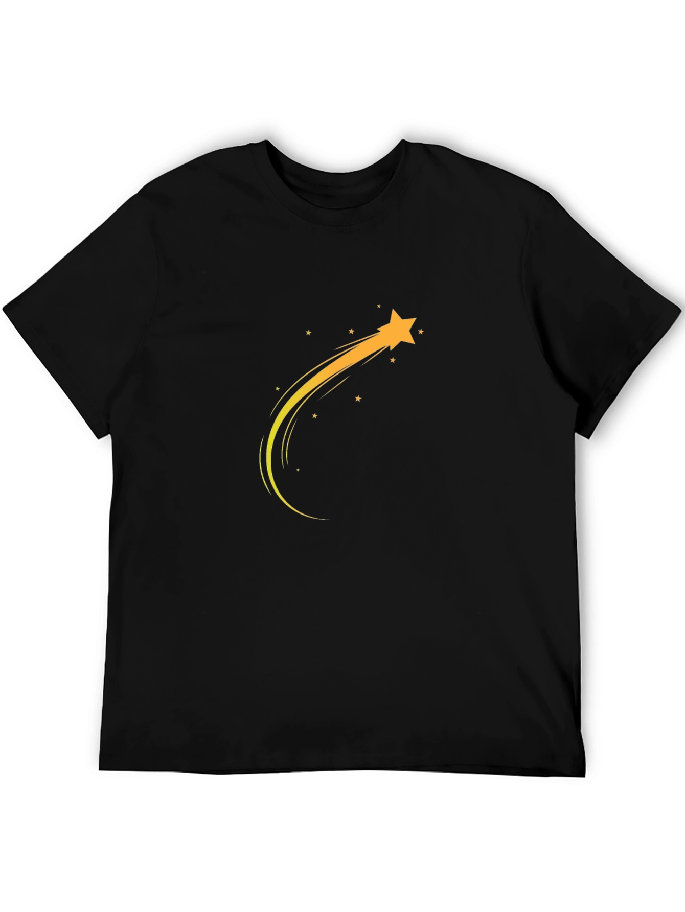 Mens Black T-Shirt with Shooting Star Design