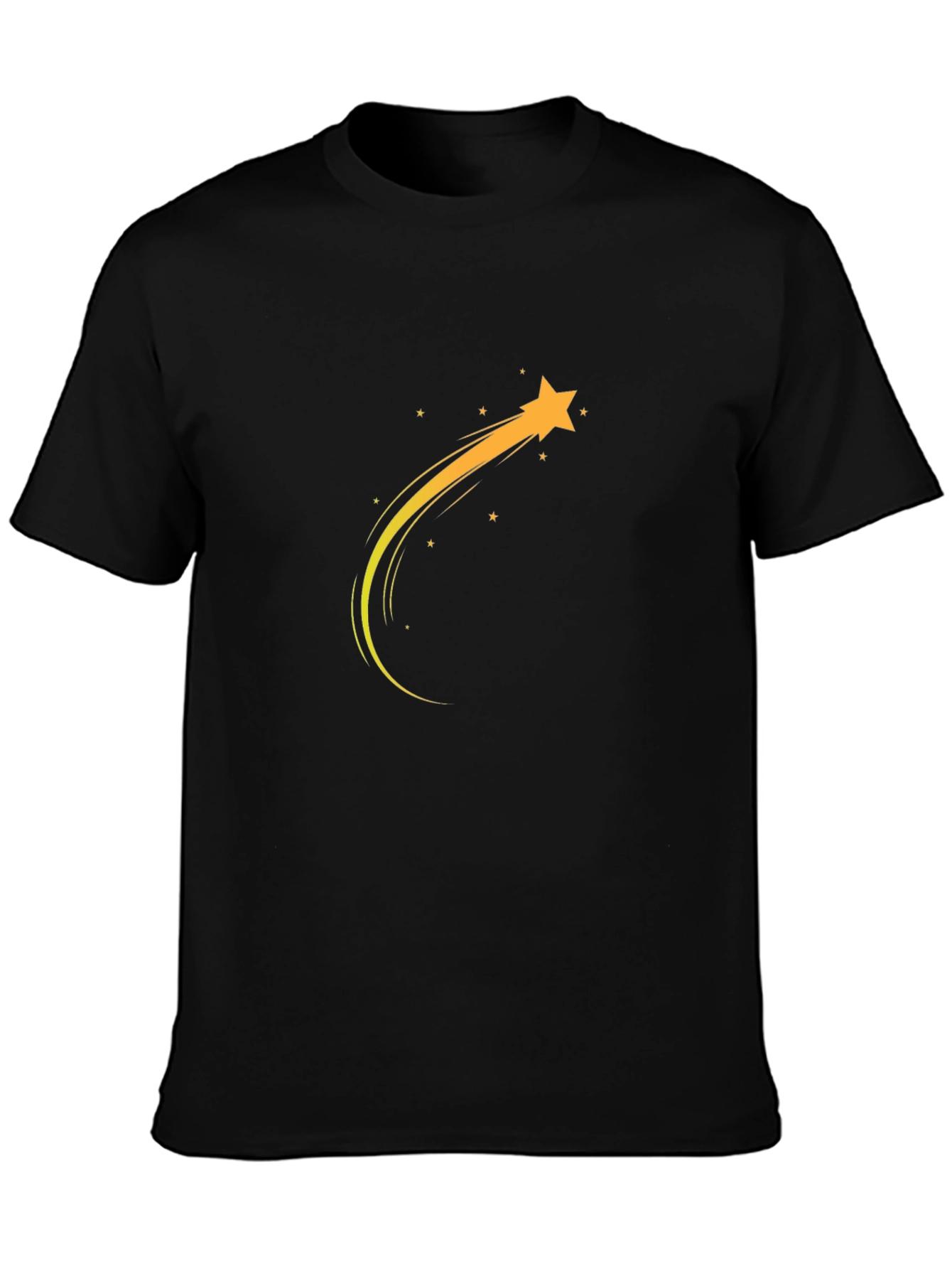 Mens Black T-Shirt with Shooting Star Design