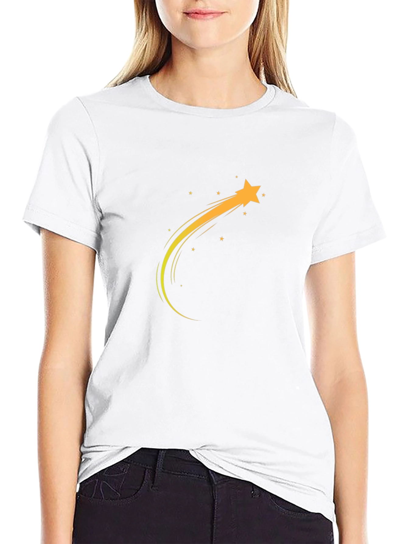 Mens Black T-Shirt with Shooting Star Design