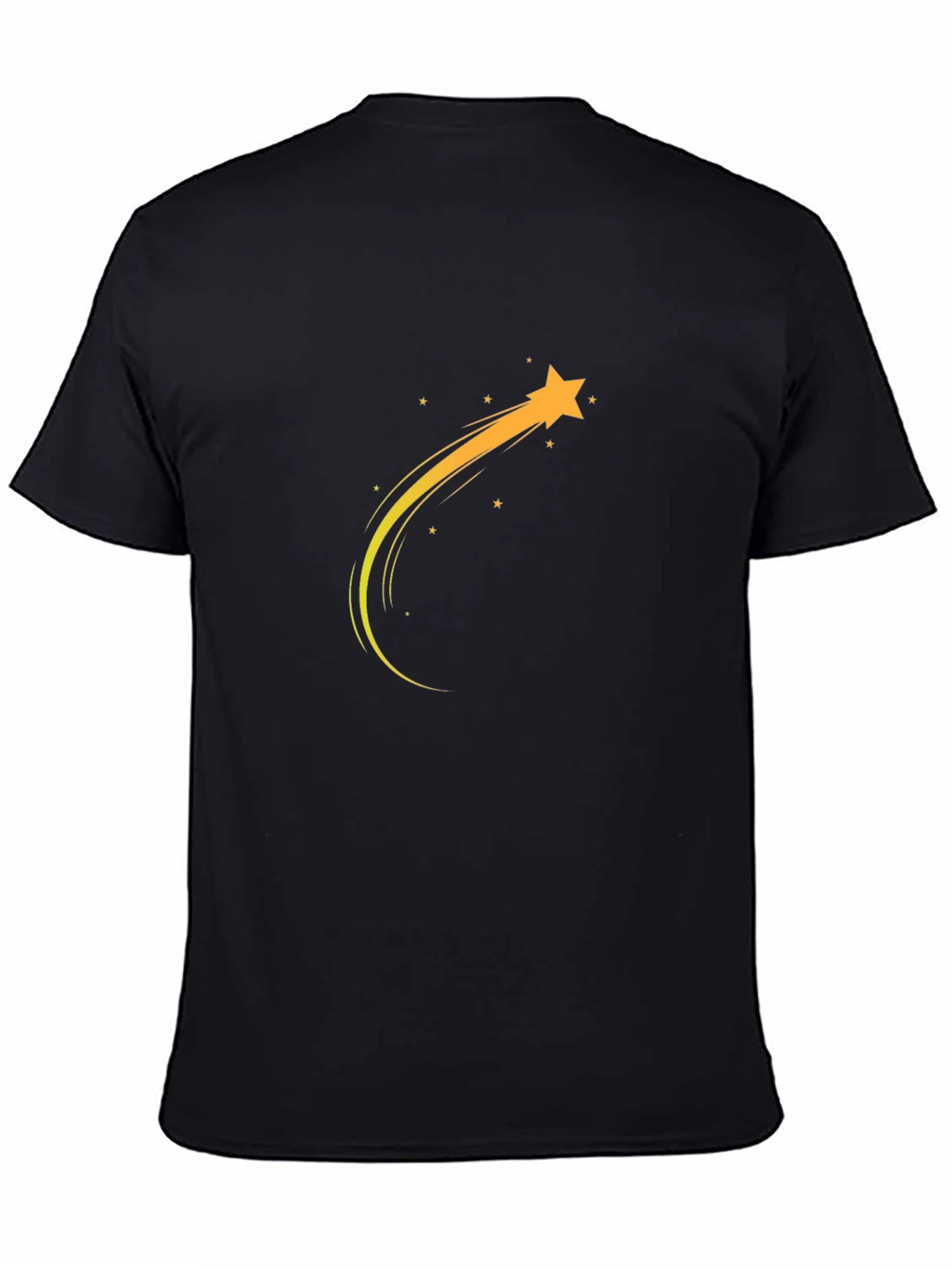 Mens Black T-Shirt with Shooting Star Design