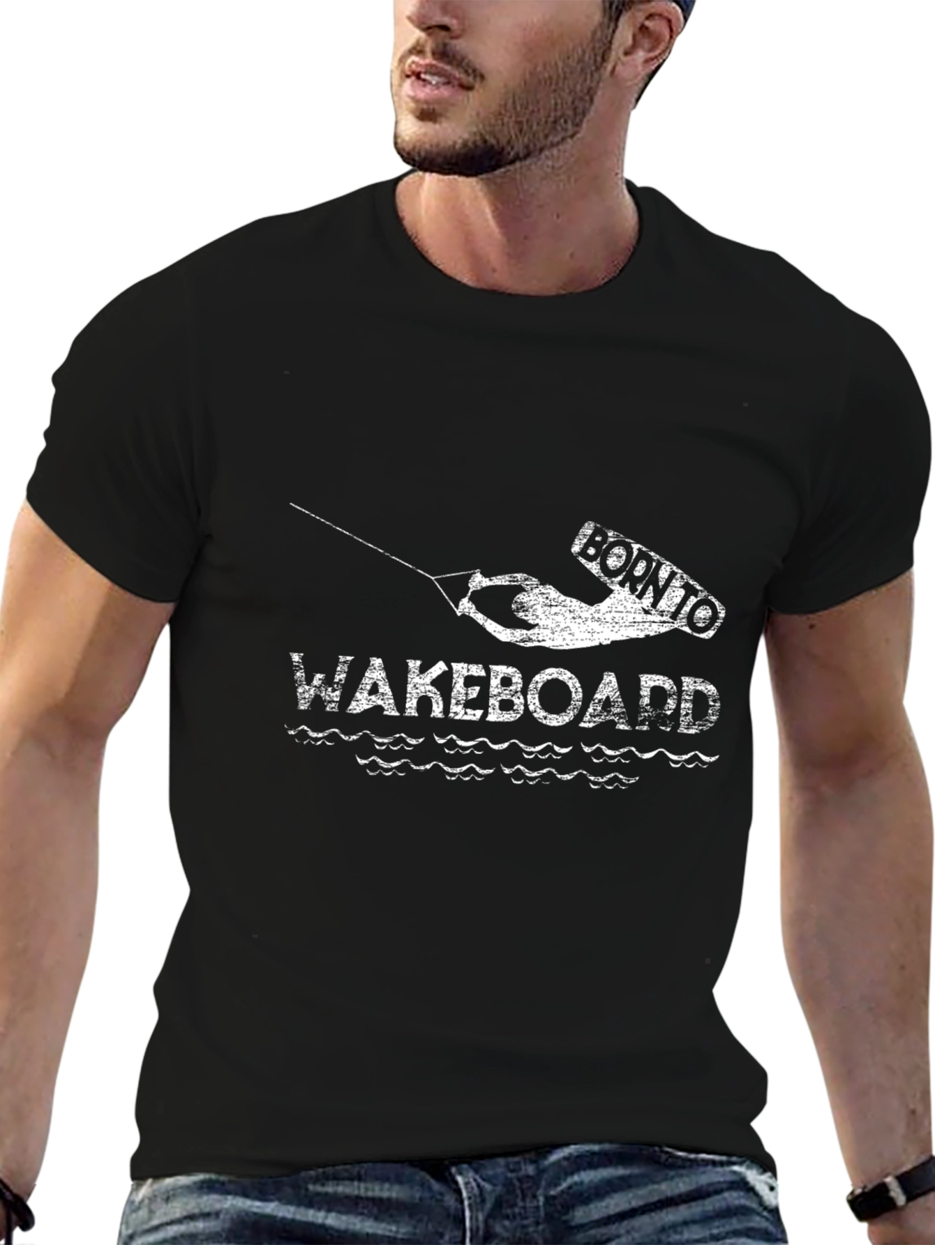Born to Wakeboard Black Graphic Tee