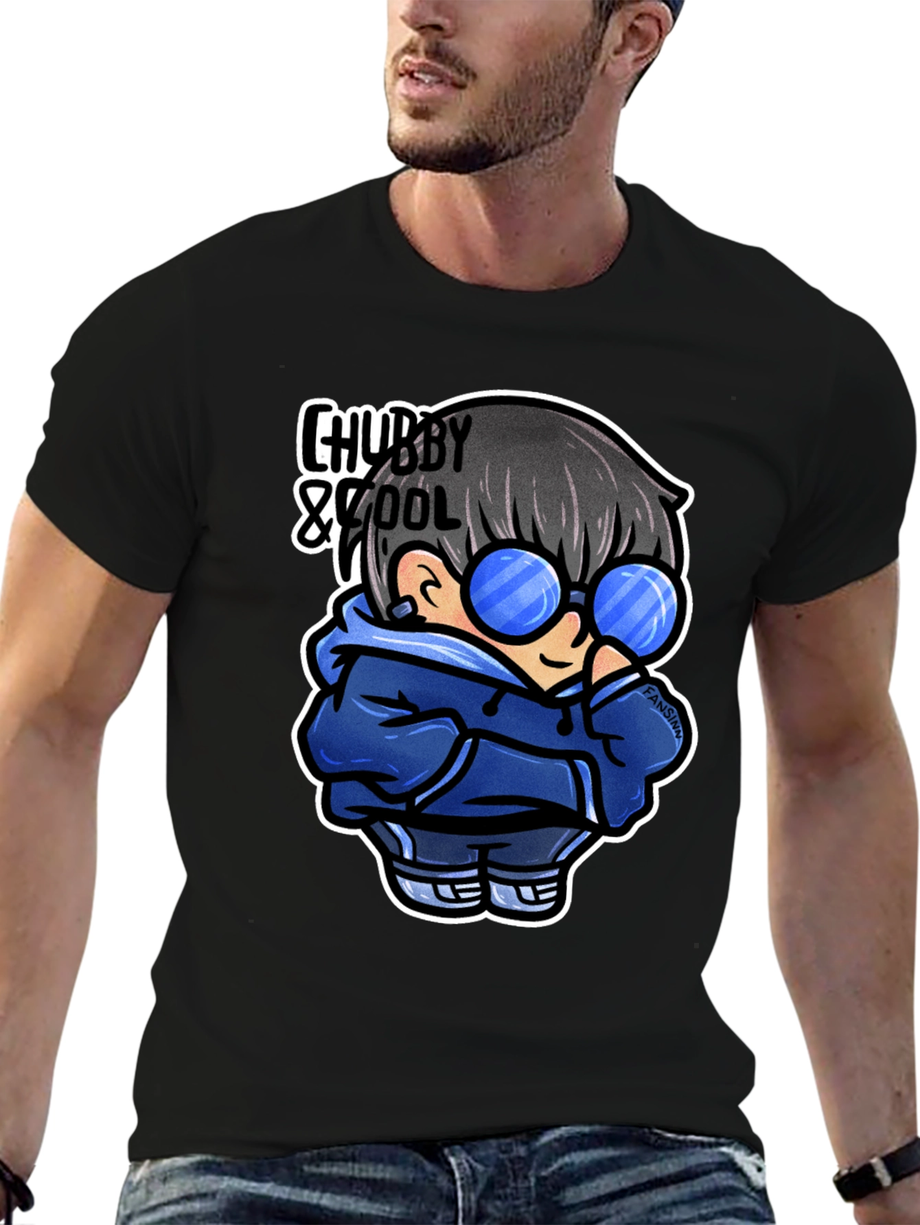 Chubby & Cool Graphic Tee - Black Cotton T-Shirt