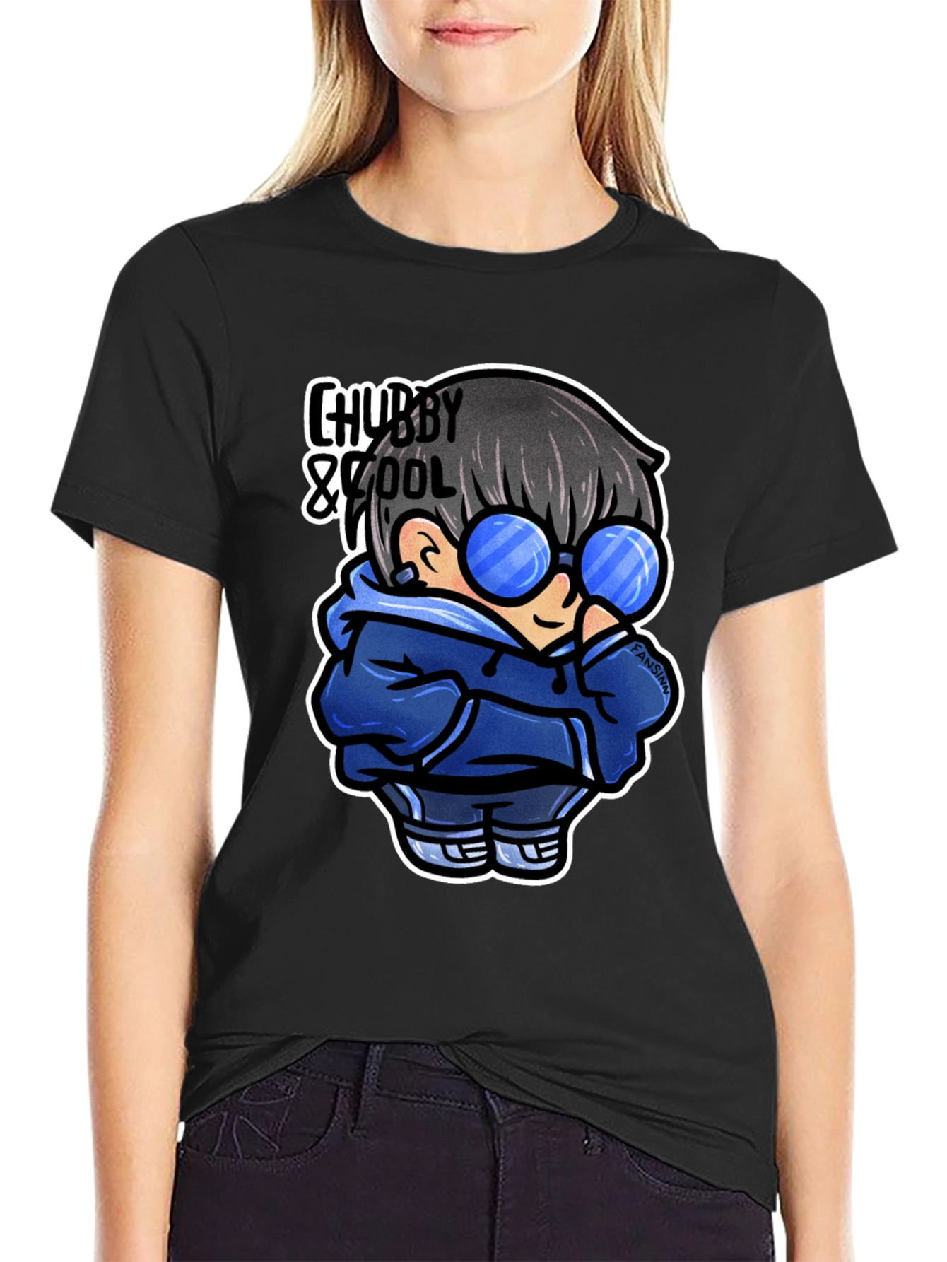 Chubby & Cool Graphic Tee - Black Cotton T-Shirt