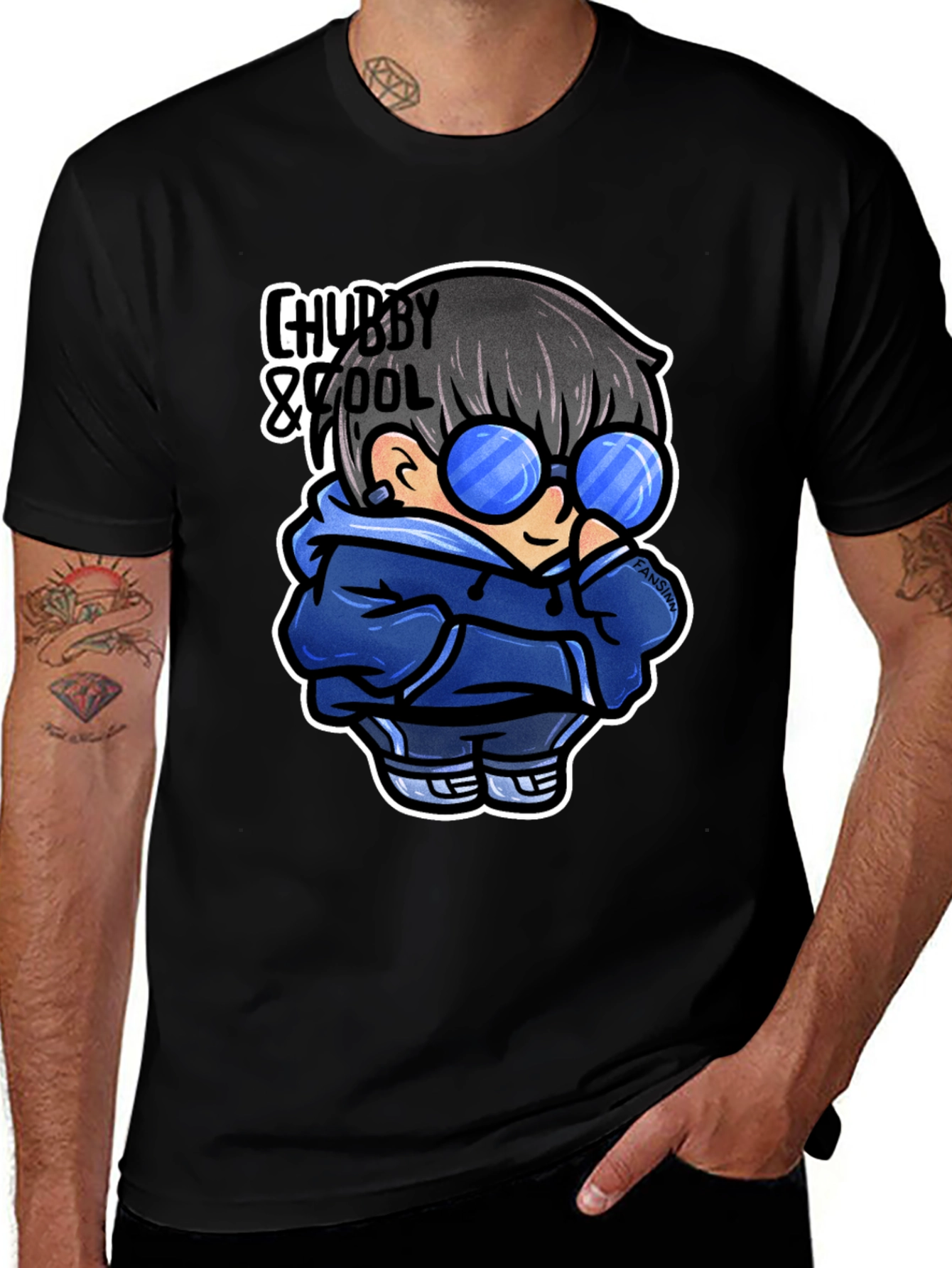 Chubby & Cool Graphic Tee - Black Cotton T-Shirt
