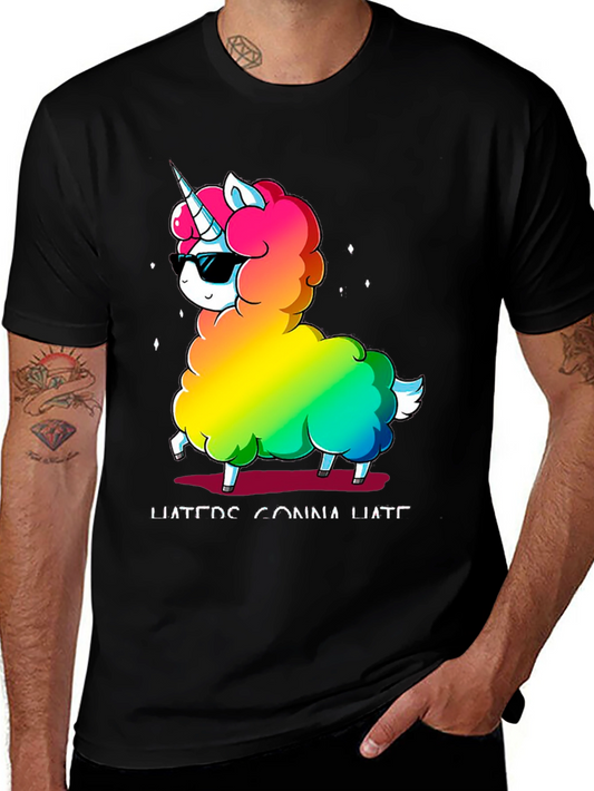 Cool Llama Unicorn Haters Gonna Hate T-Shirt