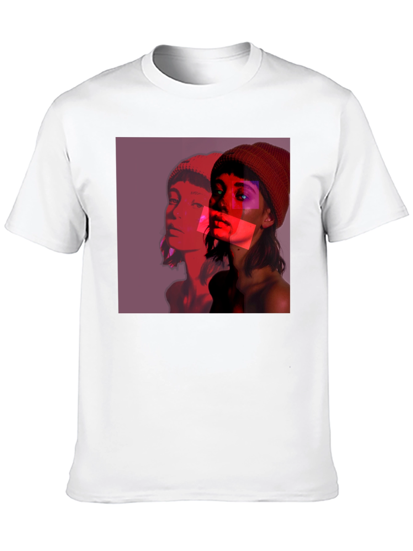 Abstract Portrait Graphic Tee - Black Crew Neck