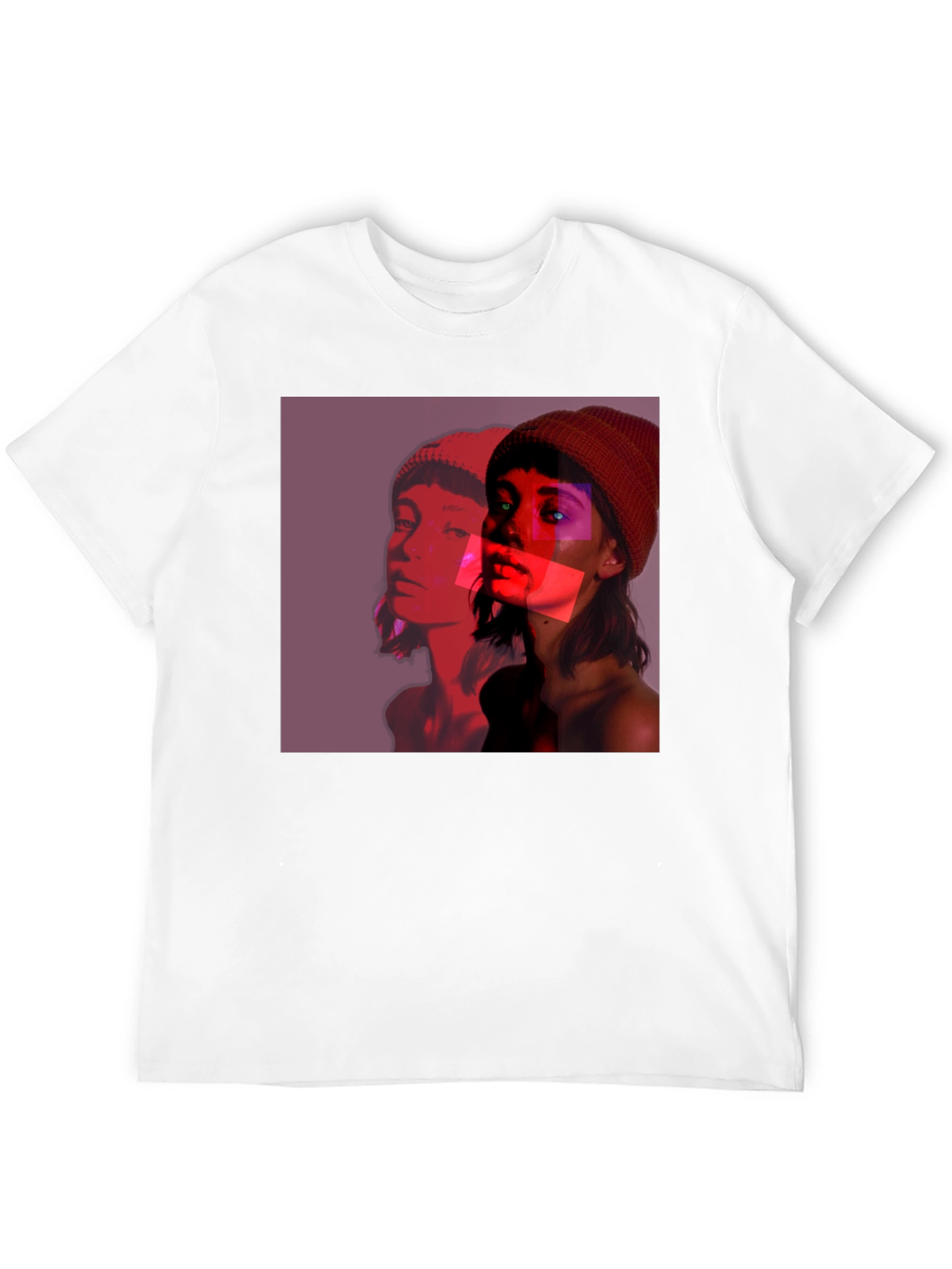 Abstract Portrait Graphic Tee - Black Crew Neck