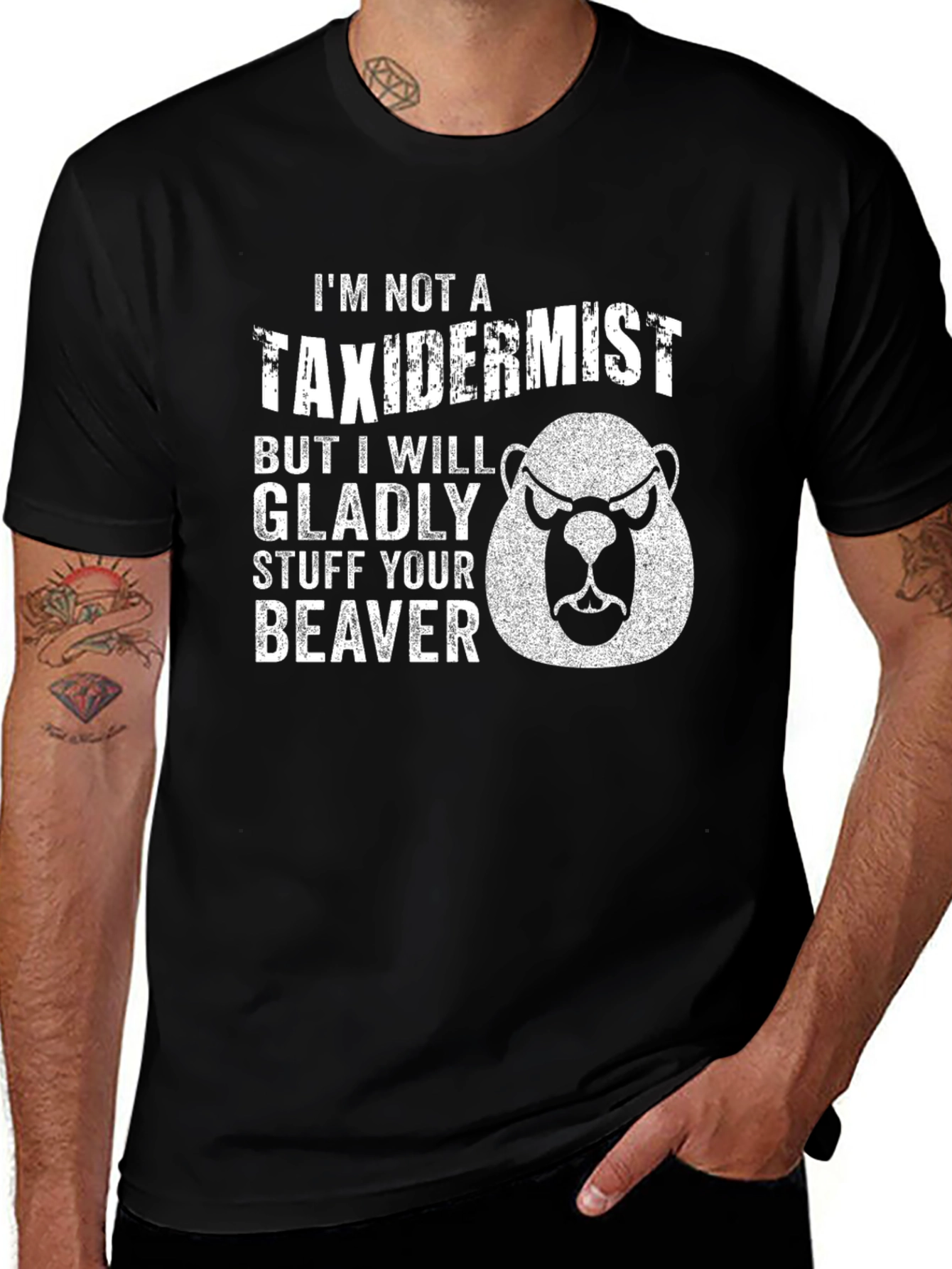 Funny Beaver Graphic Novelty T-Shirt