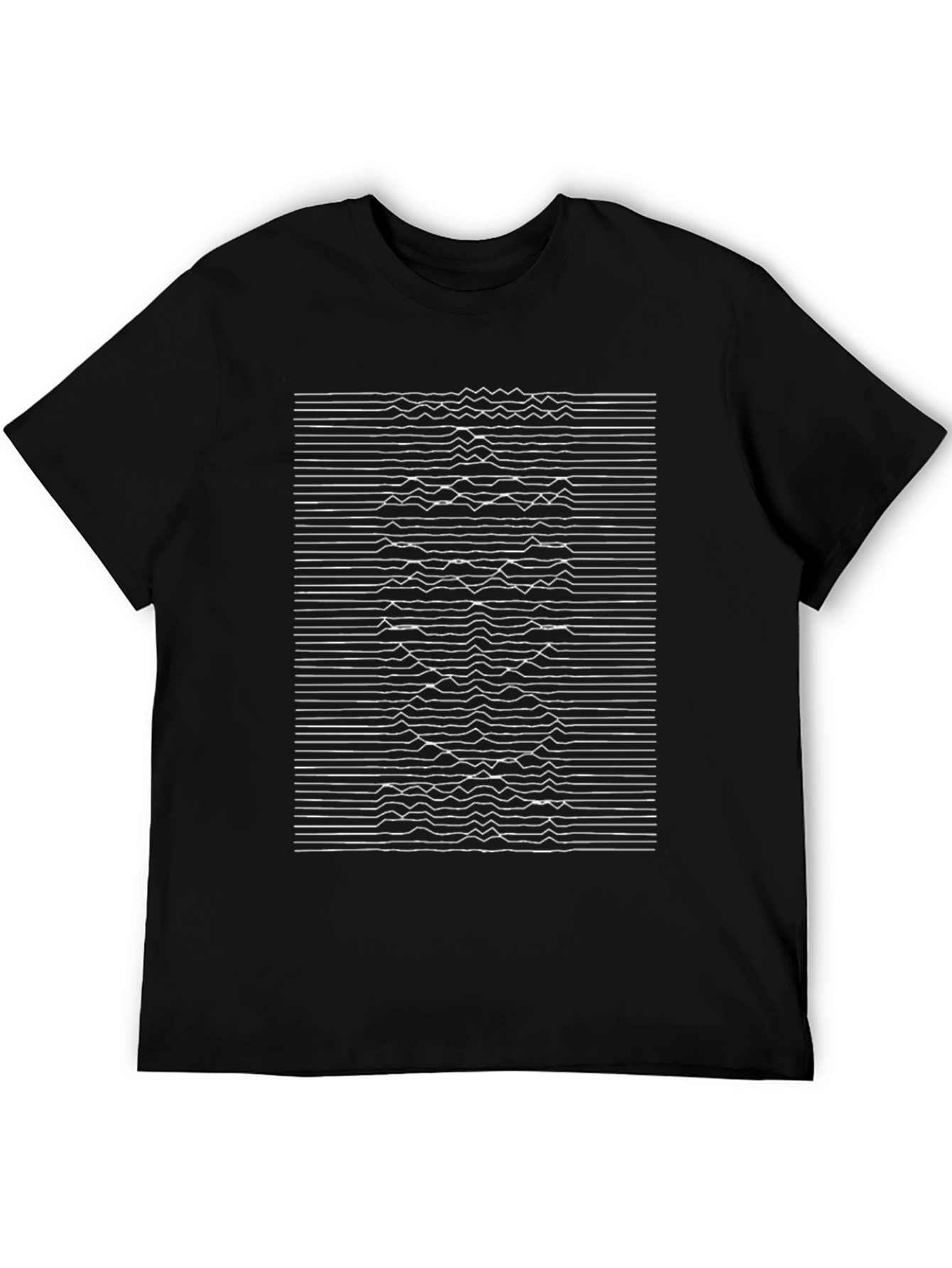 Black Graphic Tee - Unknown Pleasures Design