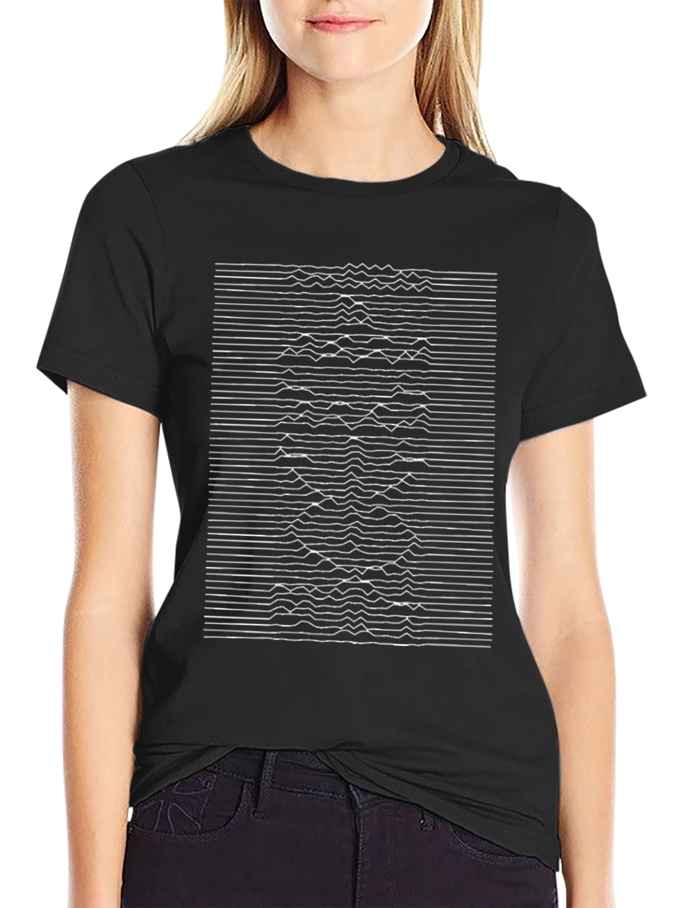 Black Graphic Tee - Unknown Pleasures Design