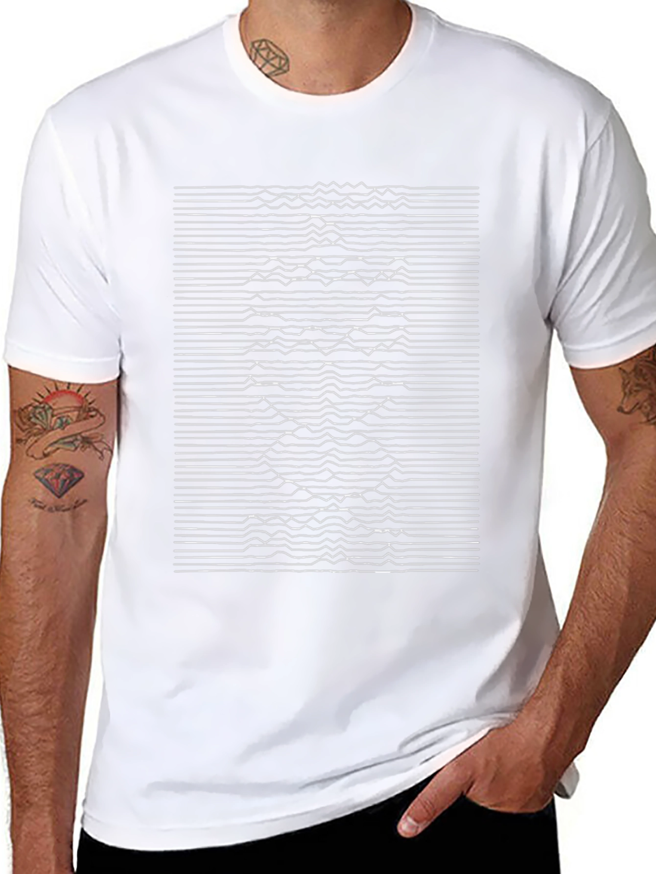 Black Graphic Tee - Unknown Pleasures Design