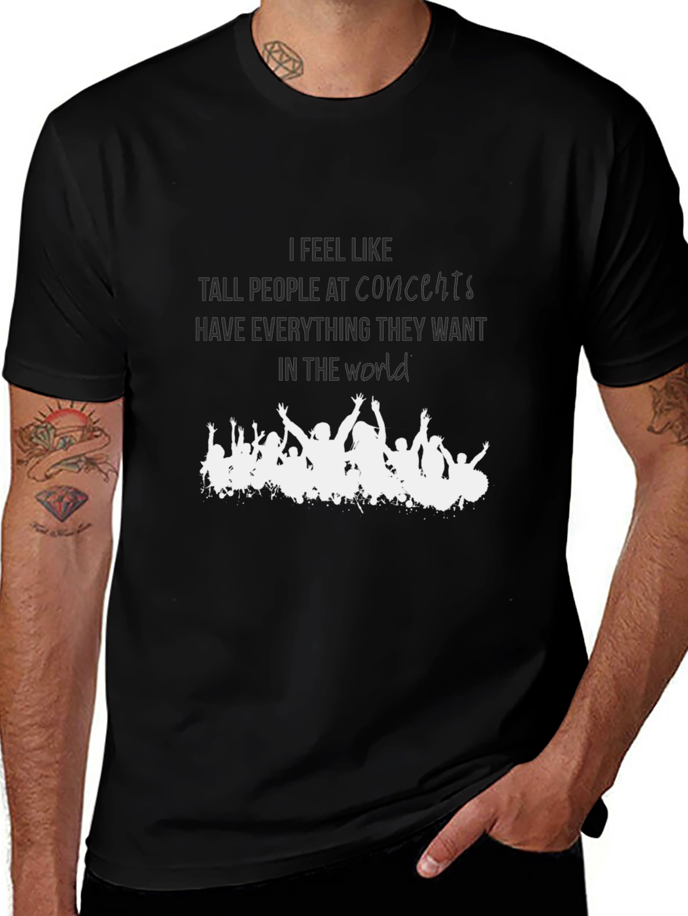 Concert Crowd T-Shirt - Tall People Humor Tee