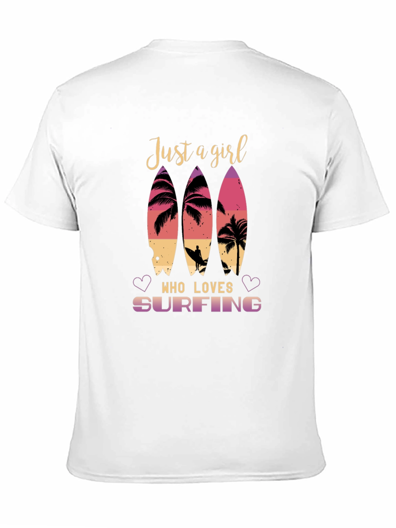 Just A Girl Who Loves Surfing Black T-Shirt