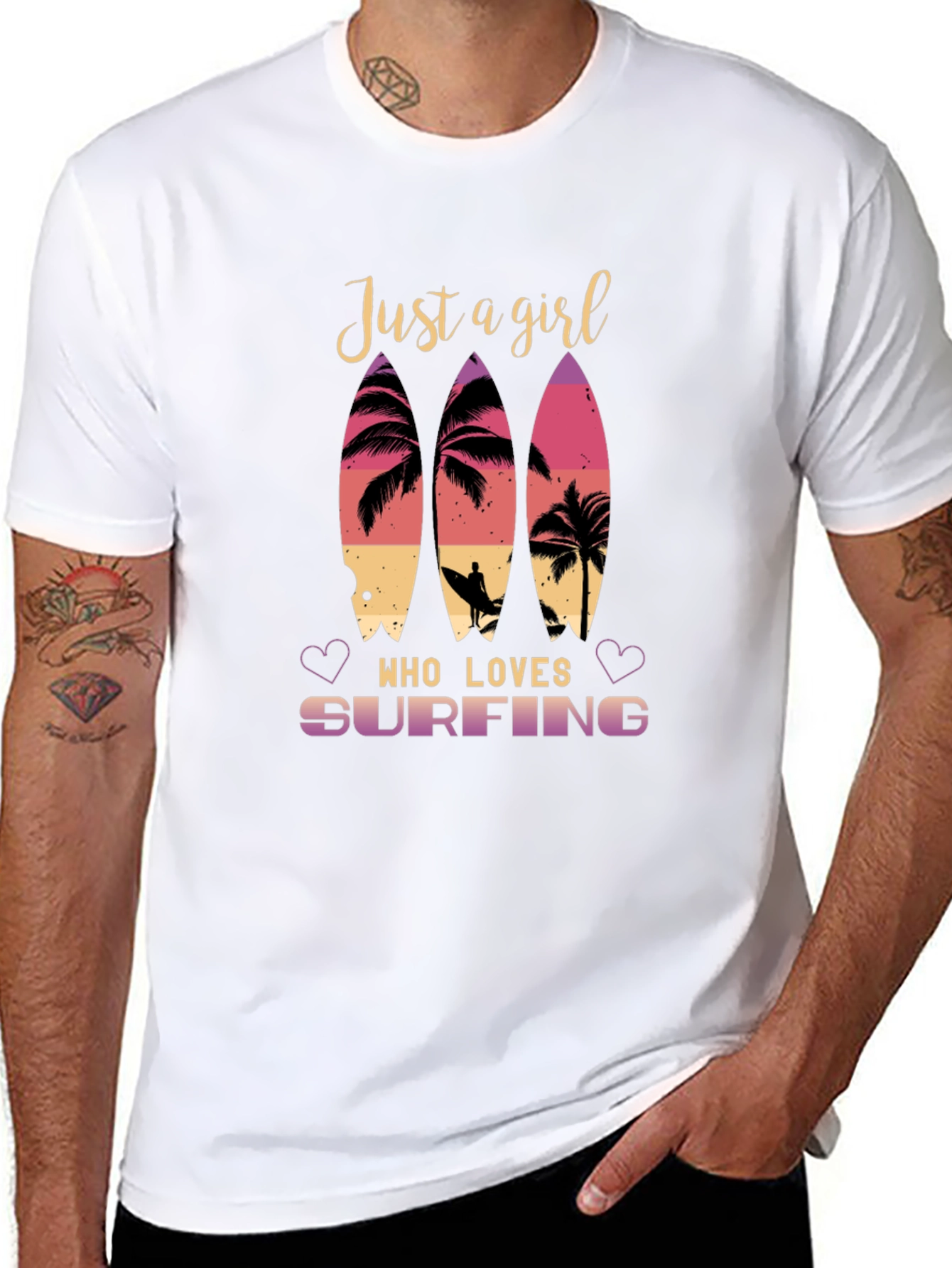 Just A Girl Who Loves Surfing Black T-Shirt