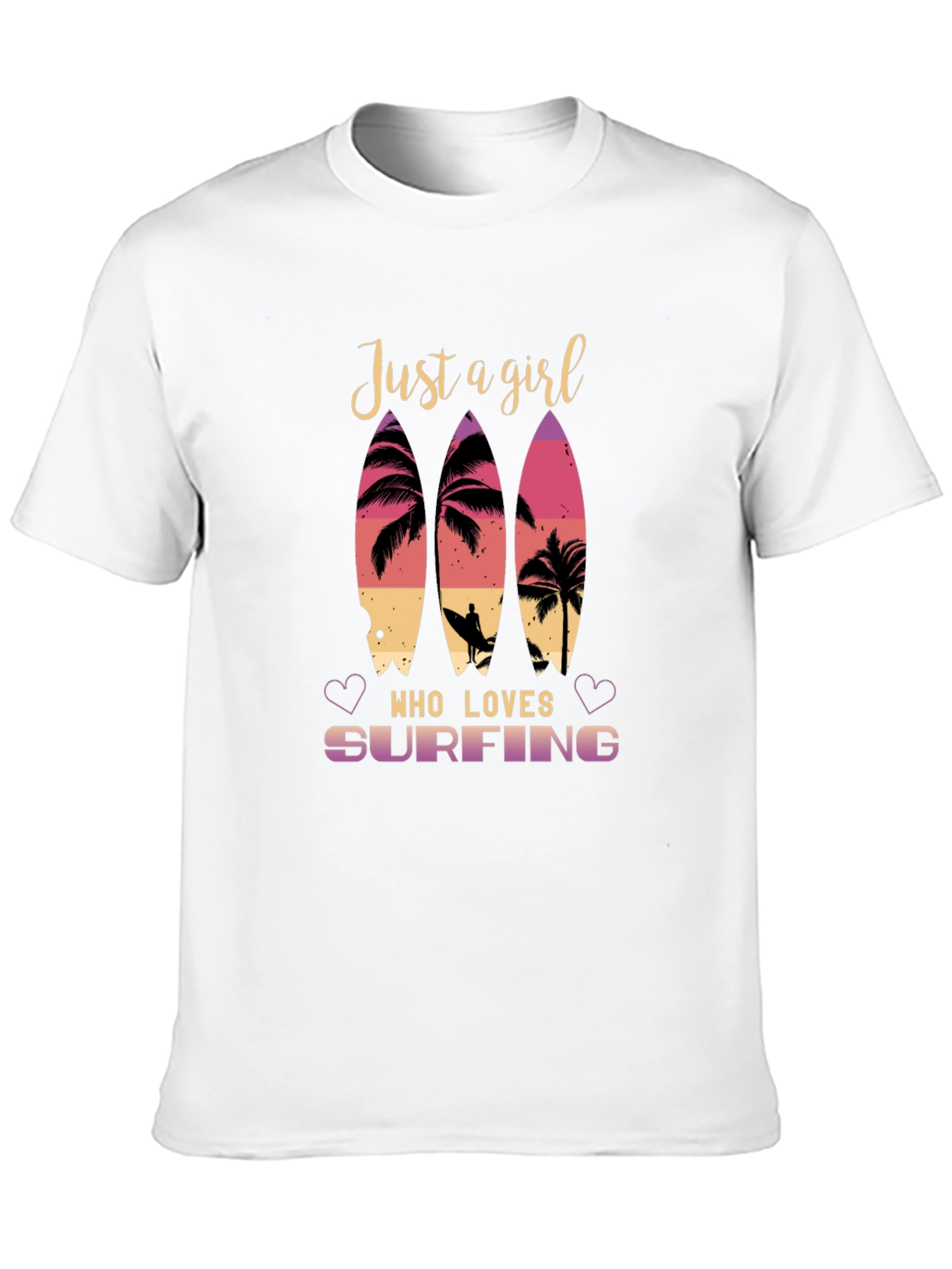 Just A Girl Who Loves Surfing Black T-Shirt