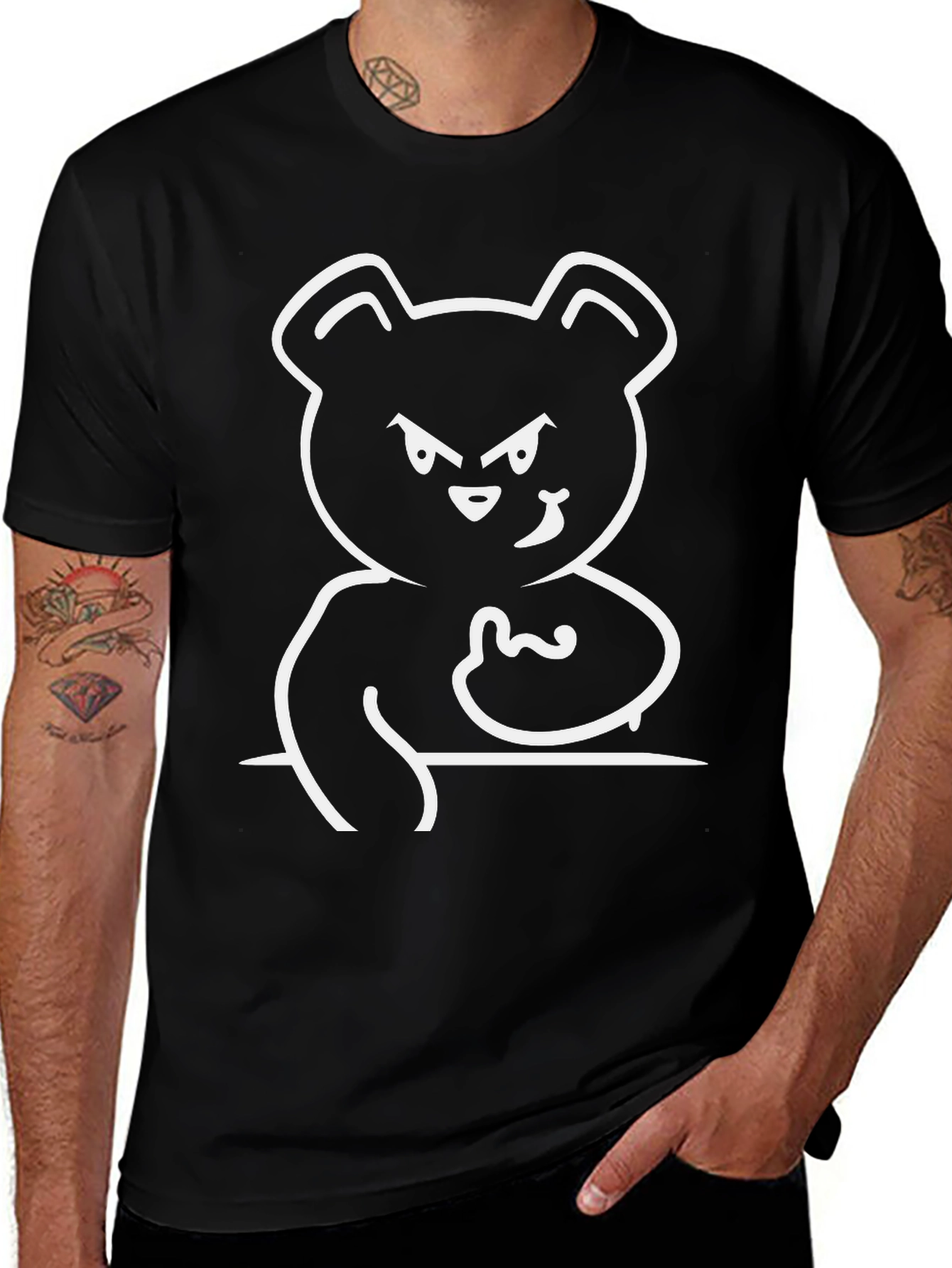 Angry Bear Graphic T-Shirt - Black
