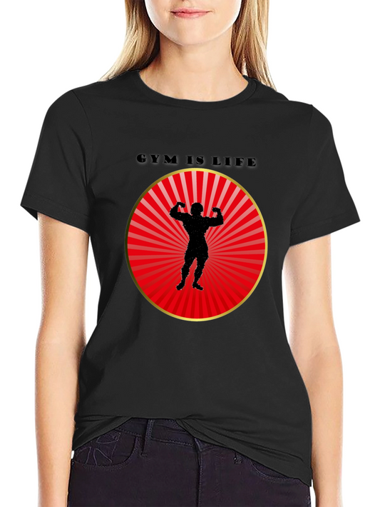 Gym Is Life Graphic Tee - Bodybuilder Design