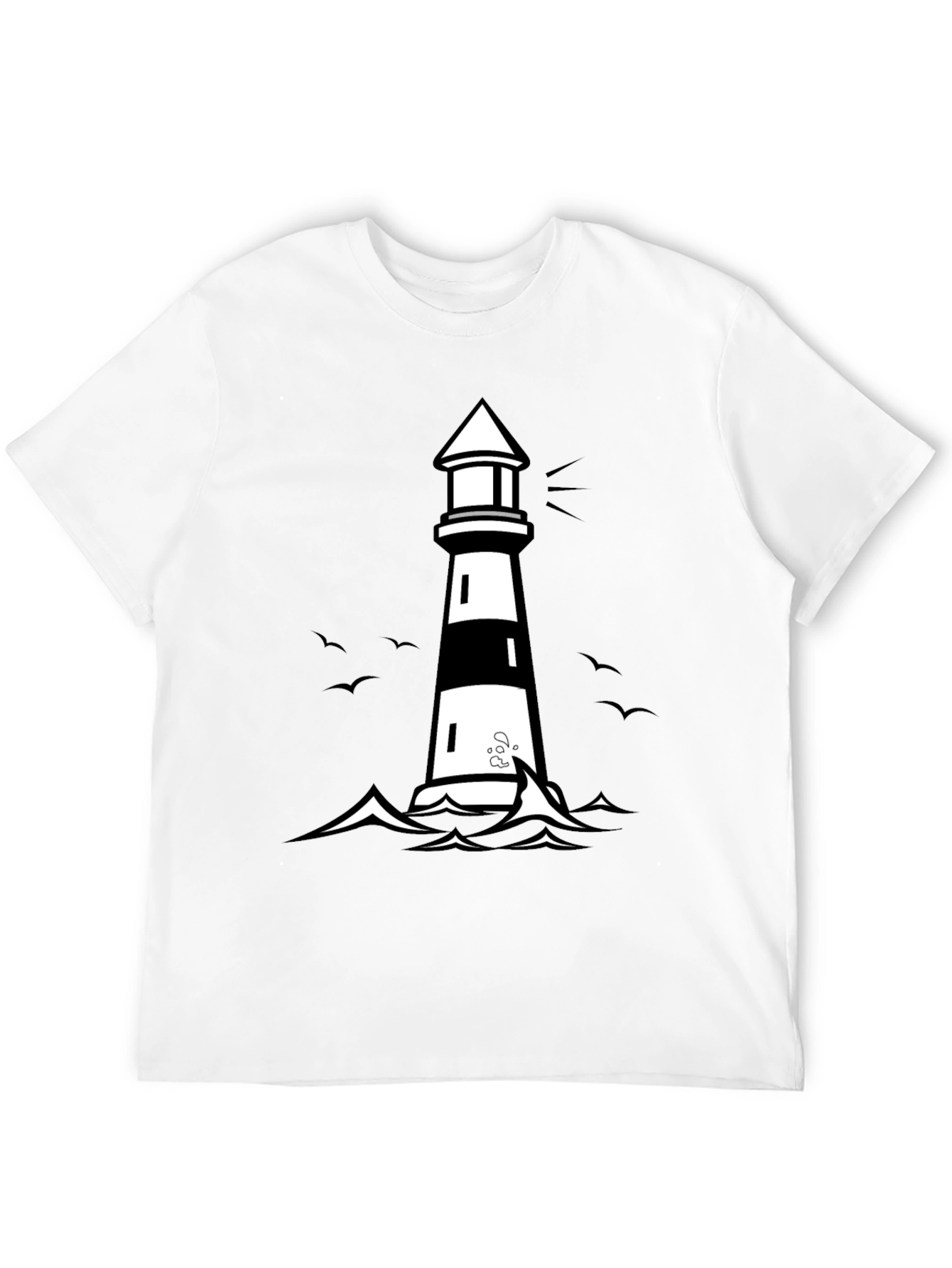 Lighthouse Graphic Print Black Tee