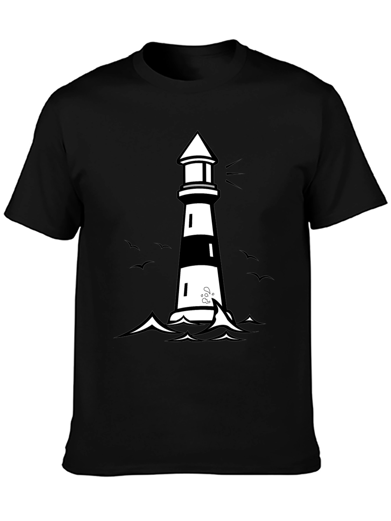 Lighthouse Graphic Print Black Tee