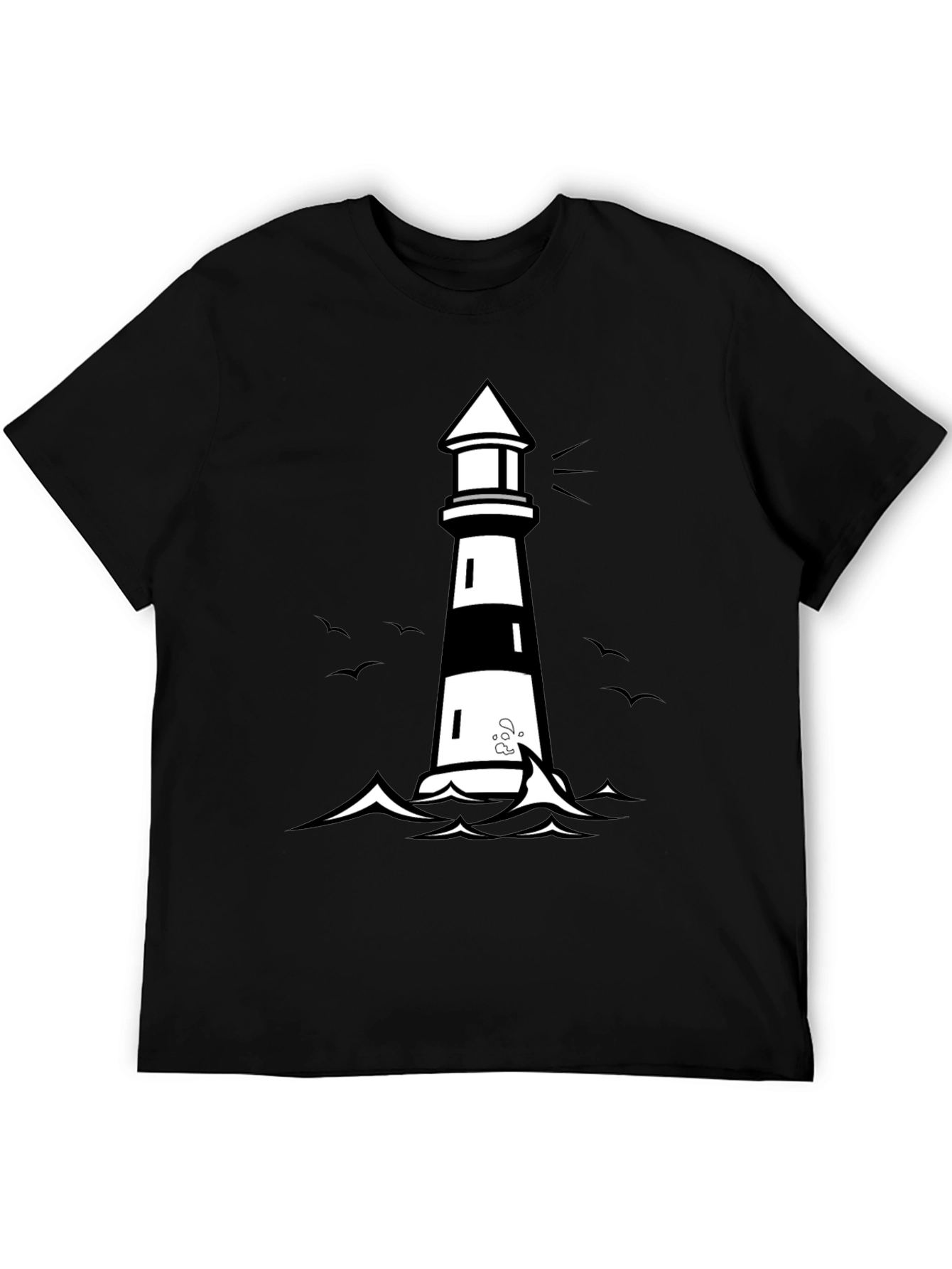 Lighthouse Graphic Print Black Tee
