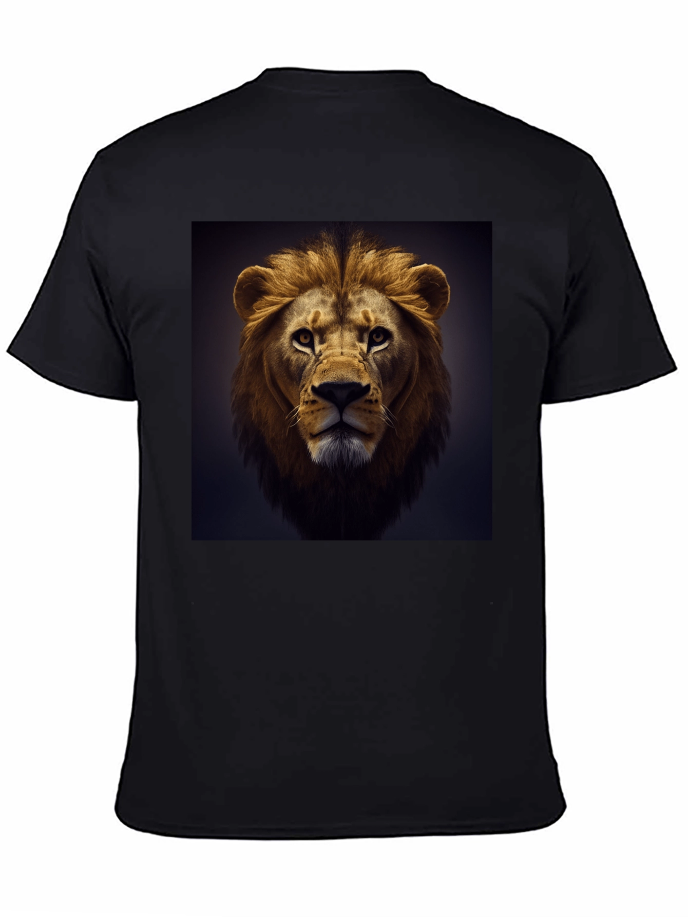 Lion Face Graphic Tee - Black Cotton T-Shirt