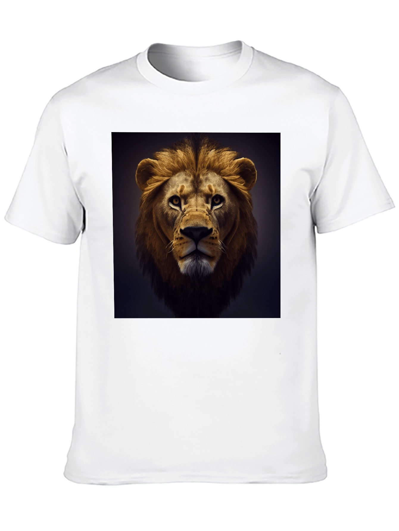 Lion Face Graphic Tee - Black Cotton T-Shirt