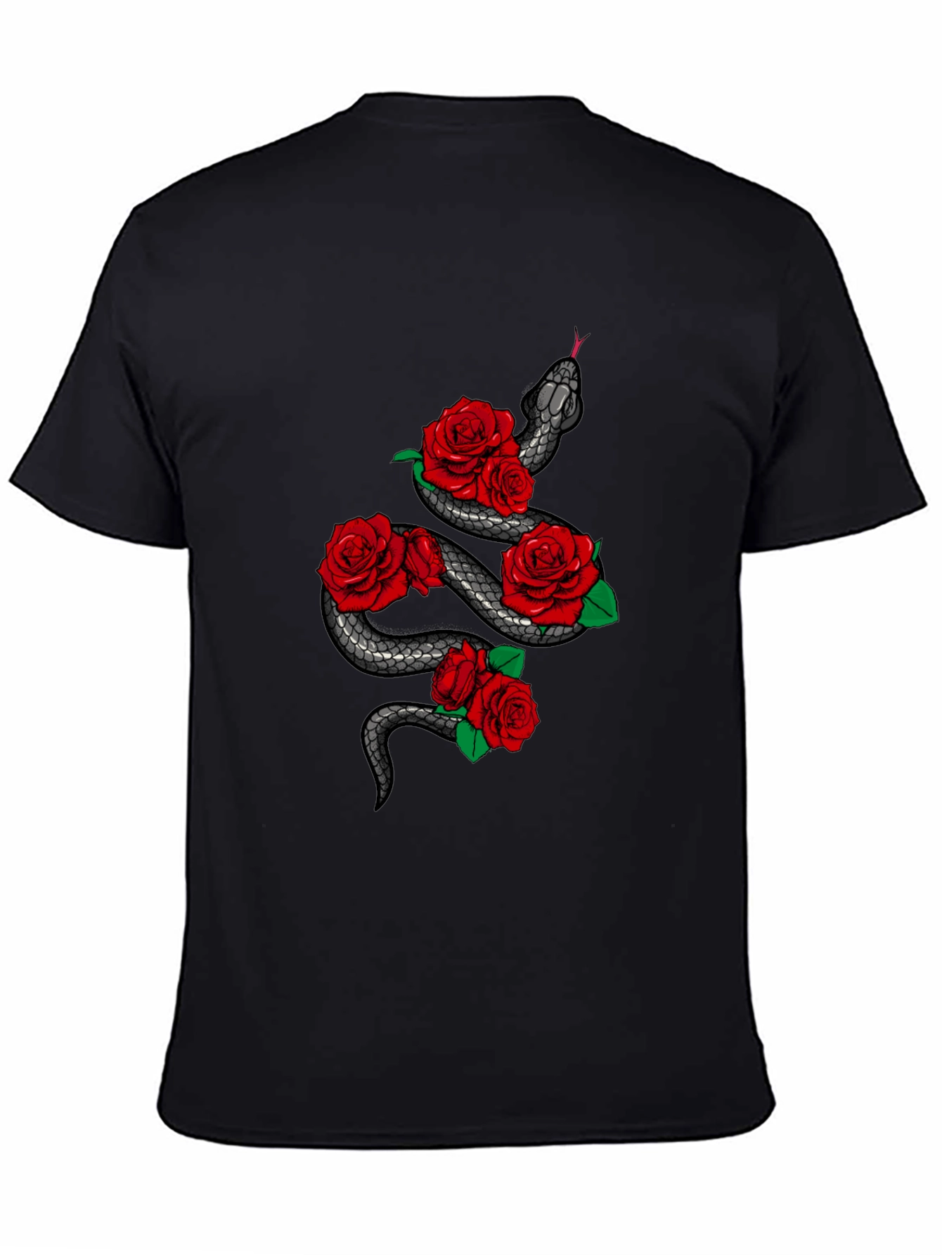 Snake & Roses Graphic Tee - Mens Black T-Shirt