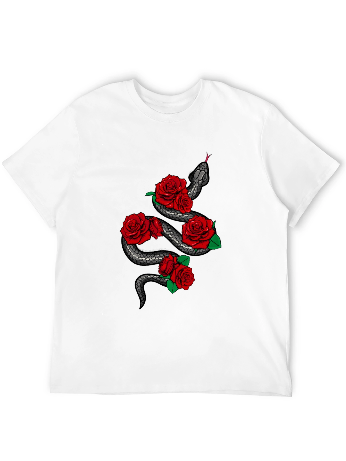 Snake & Roses Graphic Tee - Mens Black T-Shirt