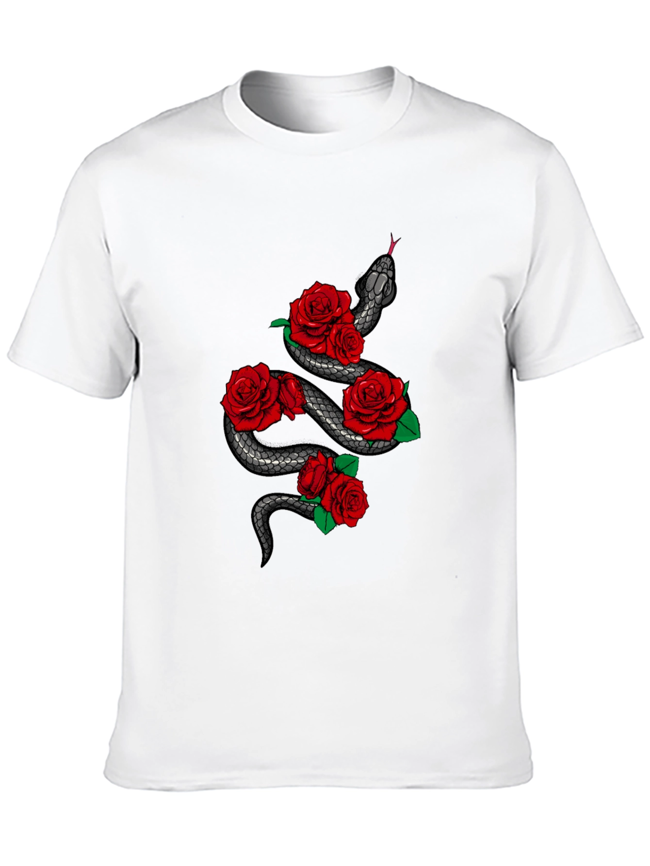 Snake & Roses Graphic Tee - Mens Black T-Shirt