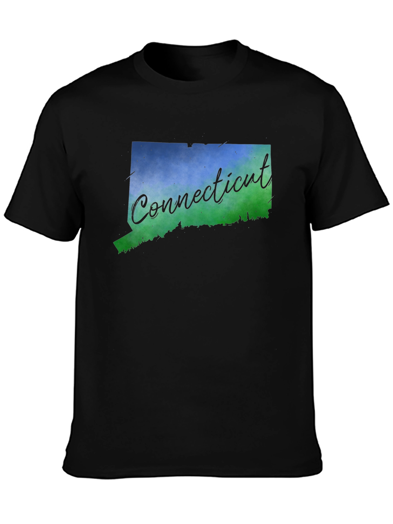 Connecticut State Map T-Shirt - Mens Black Tee