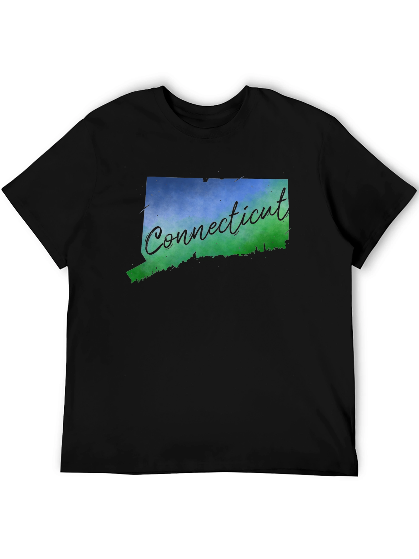 Connecticut State Map T-Shirt - Mens Black Tee