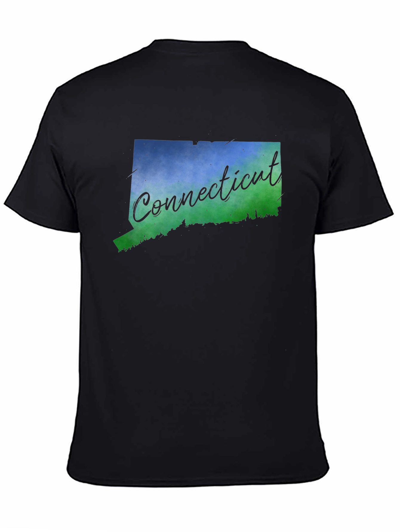 Connecticut State Map T-Shirt - Mens Black Tee
