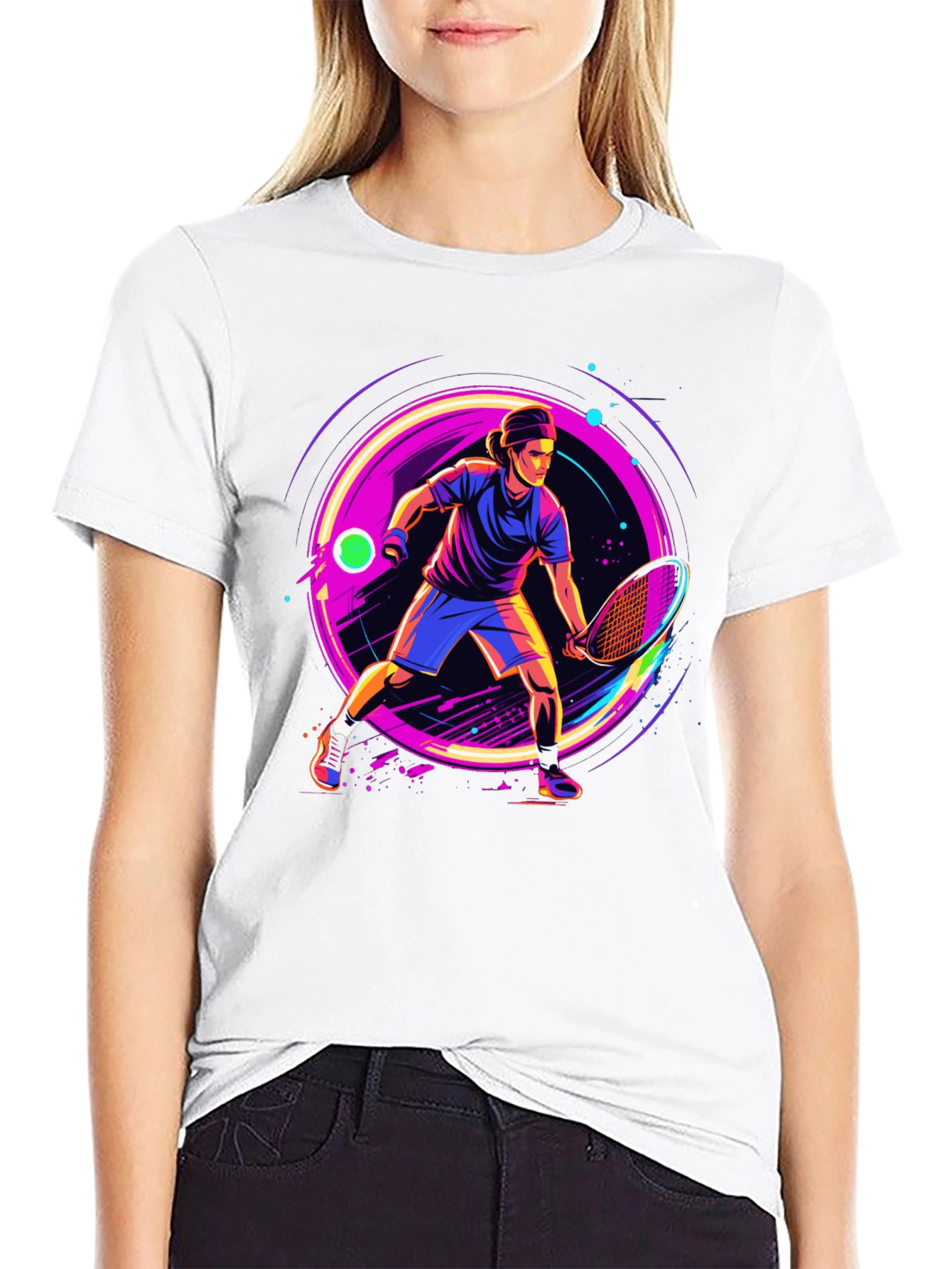 Retro Tennis Player Graphic T-Shirt