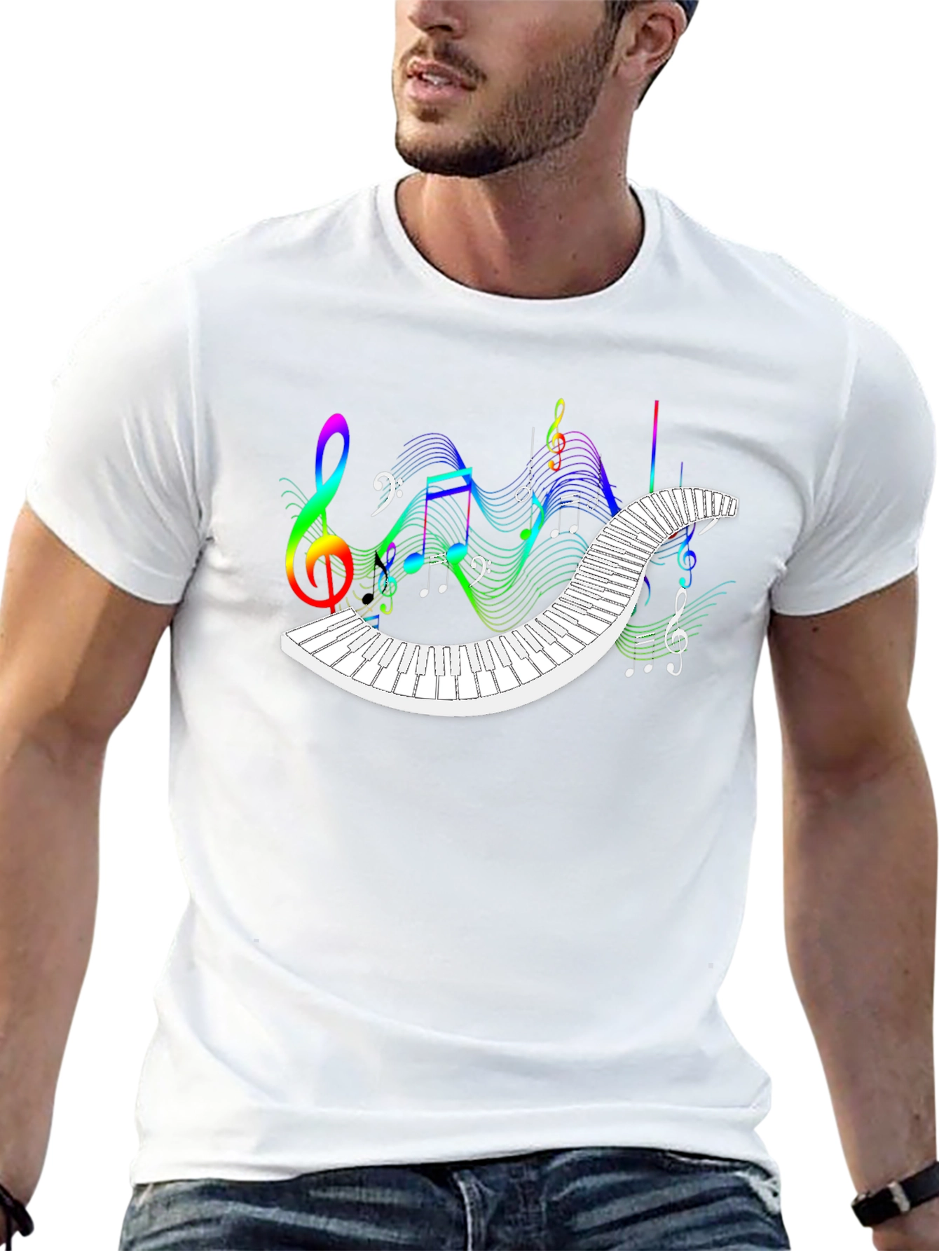 Musical Notes Piano Keys Graphic Tee
