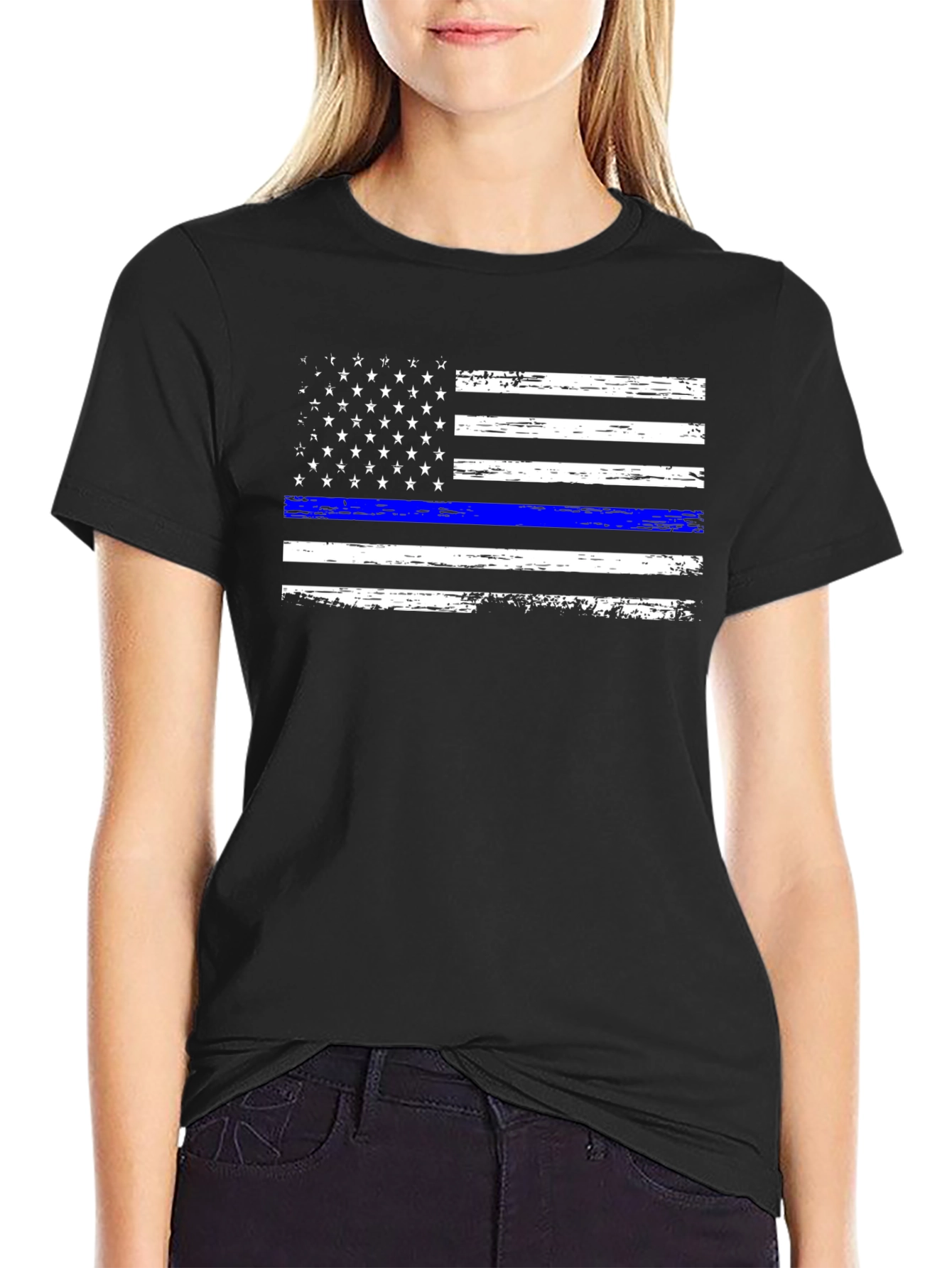 Thin Blue Line USA Flag T-Shirt