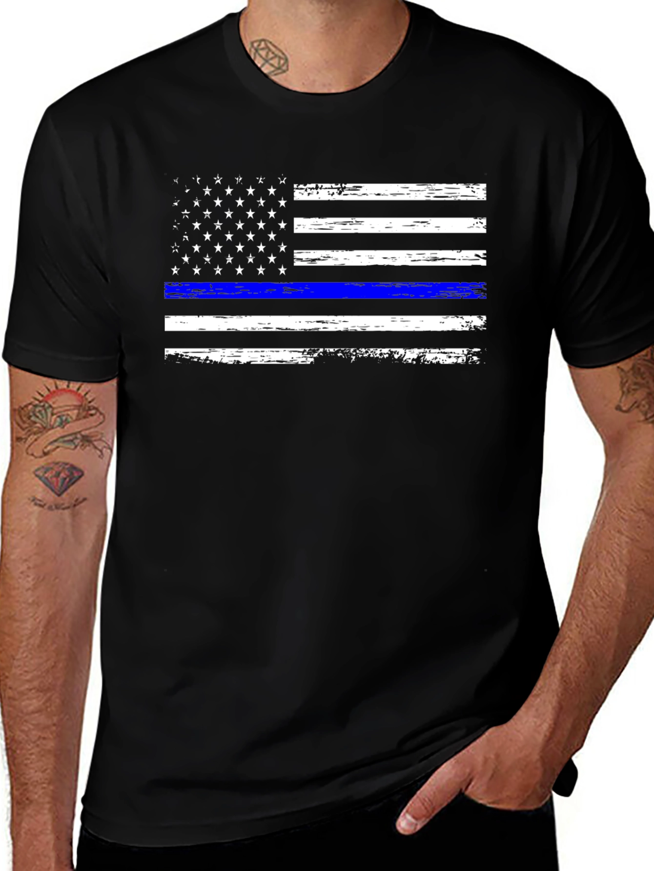 Thin Blue Line USA Flag T-Shirt