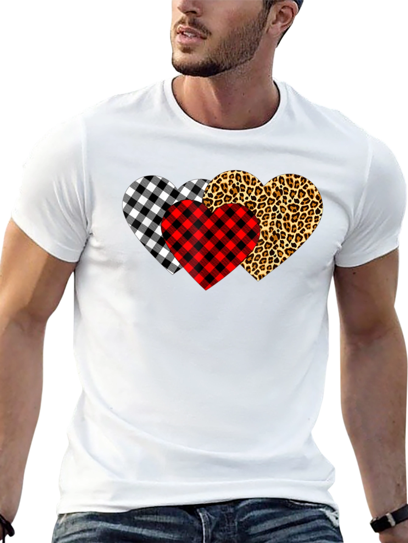 Mens Heart Pattern T-Shirt