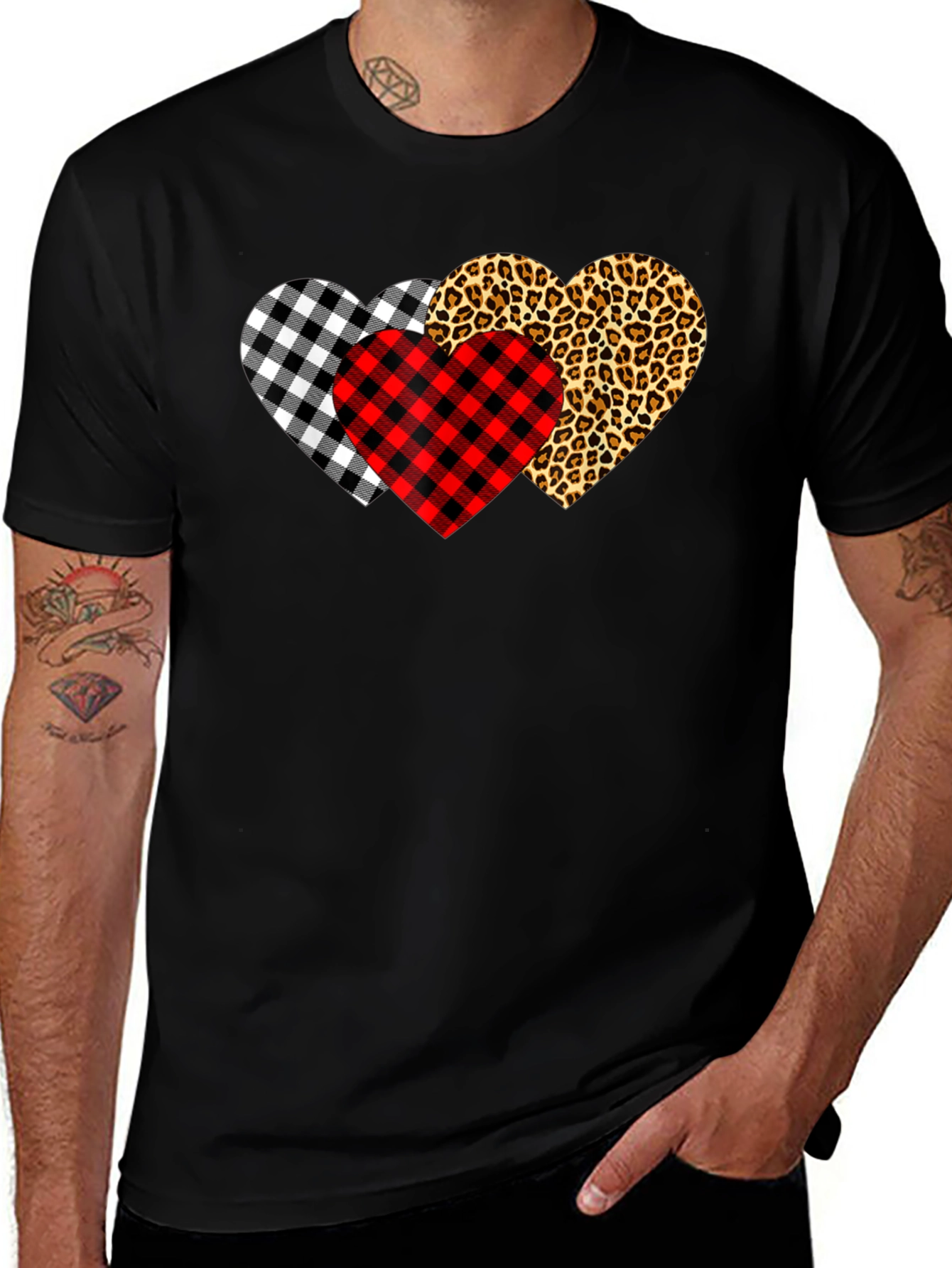 Mens Heart Pattern T-Shirt