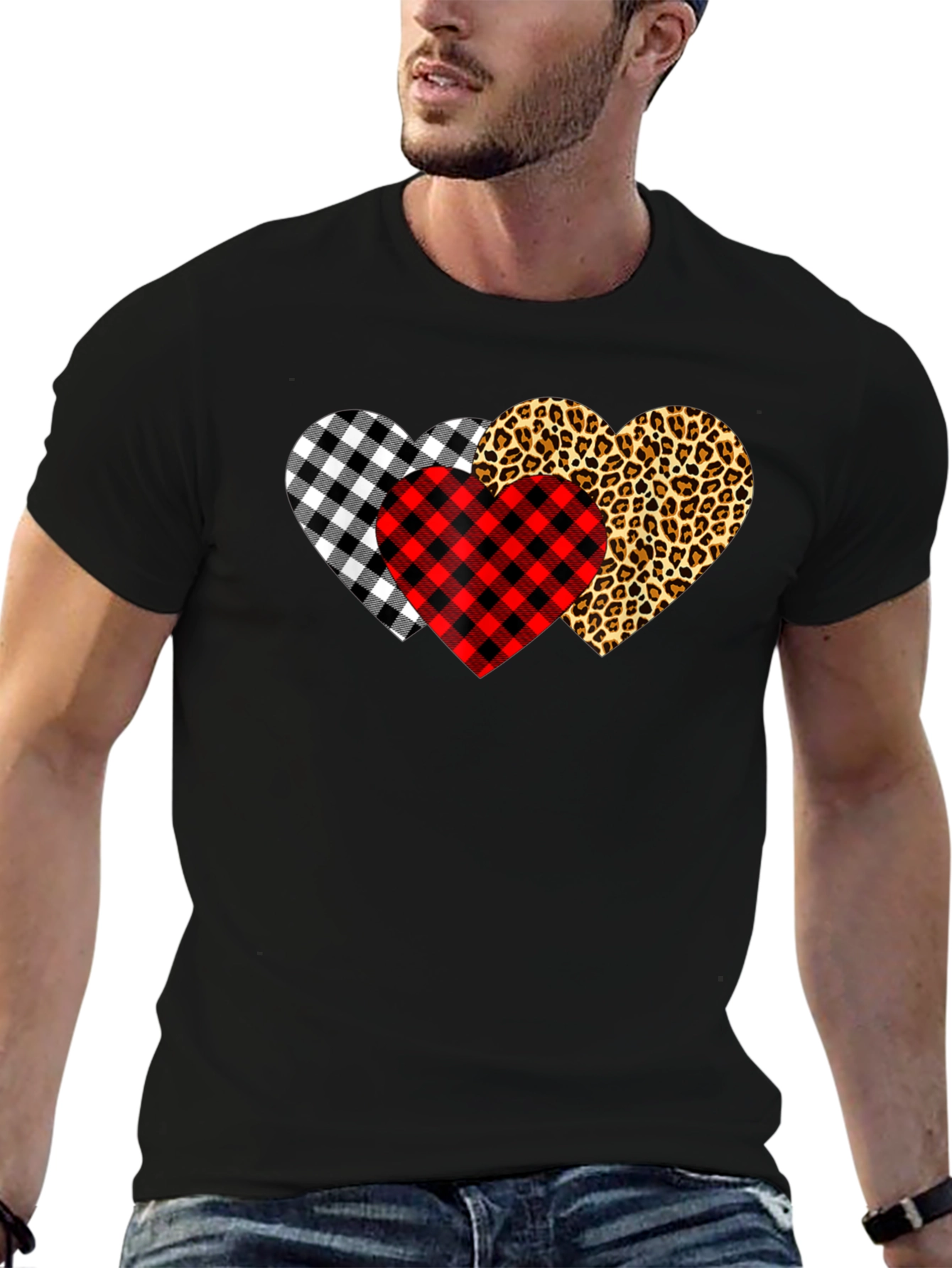 Mens Heart Pattern T-Shirt